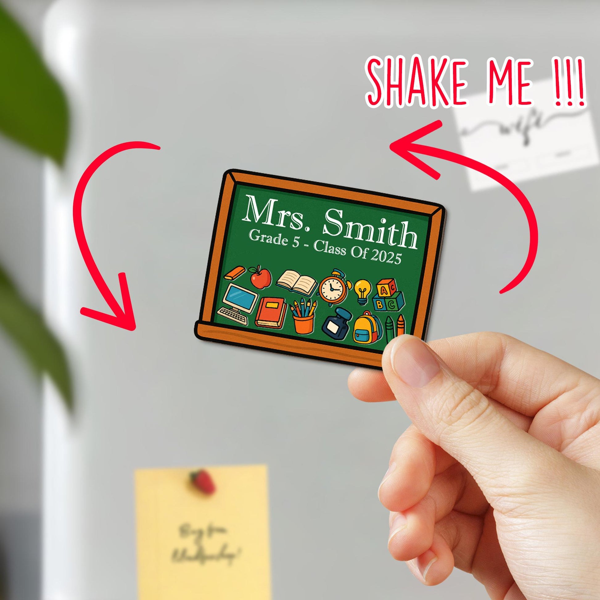 Personalized Teacher Shaker Magnet, Custom Chalkboard with Name, Grade & Icons, Classroom Gift for Back to School 2025, School Lockers Decor
