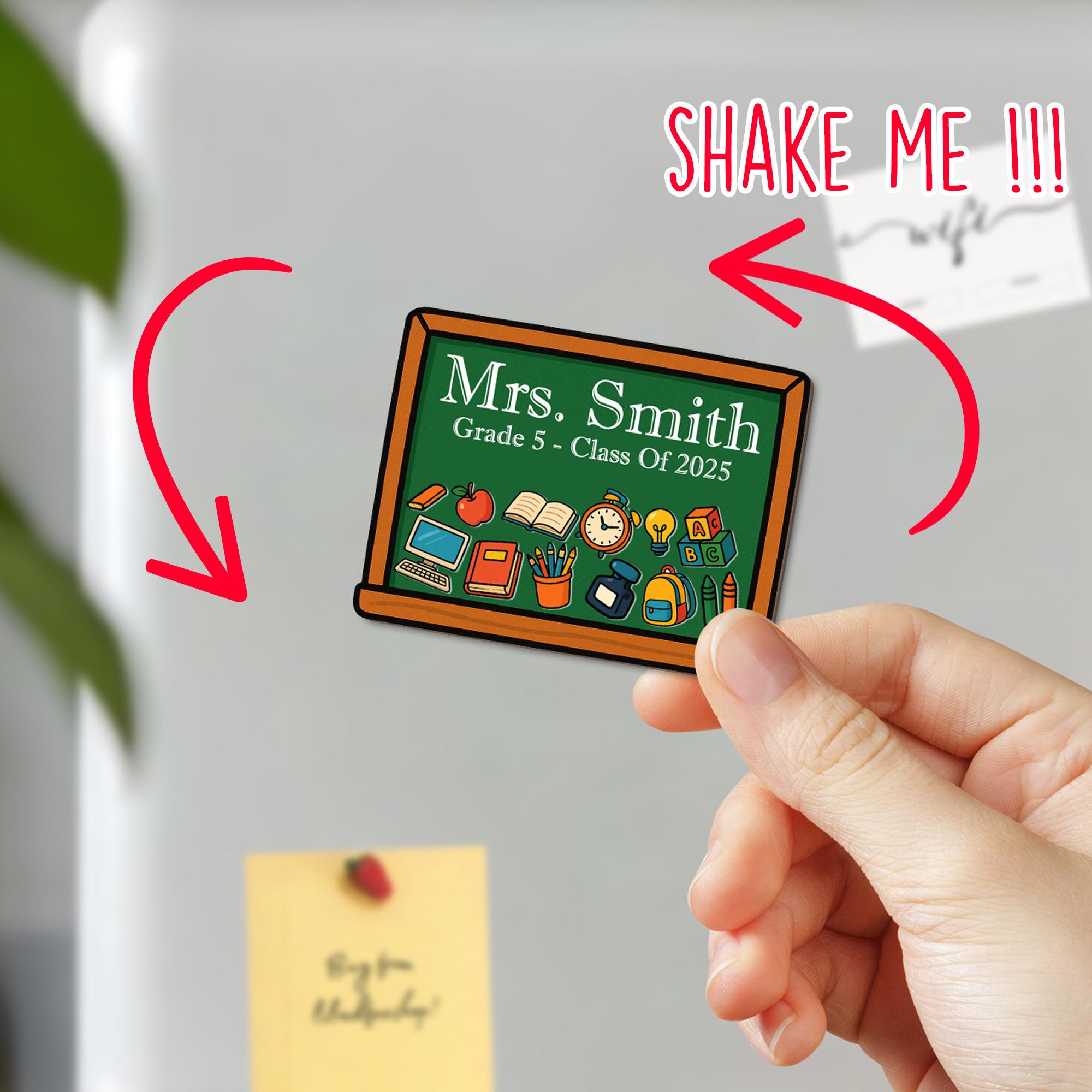 Personalized Teacher Shaker Magnet, Custom Chalkboard with Name, Grade & Icons, Classroom Gift for Back to School 2025, School Lockers Decor