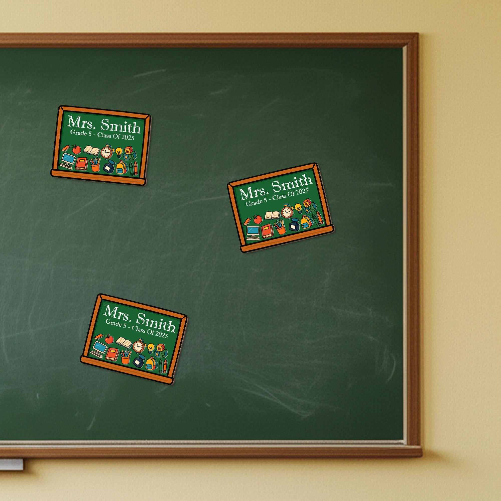 Personalized Teacher Shaker Magnet, Custom Chalkboard with Name, Grade & Icons, Classroom Gift for Back to School 2025, School Lockers Decor