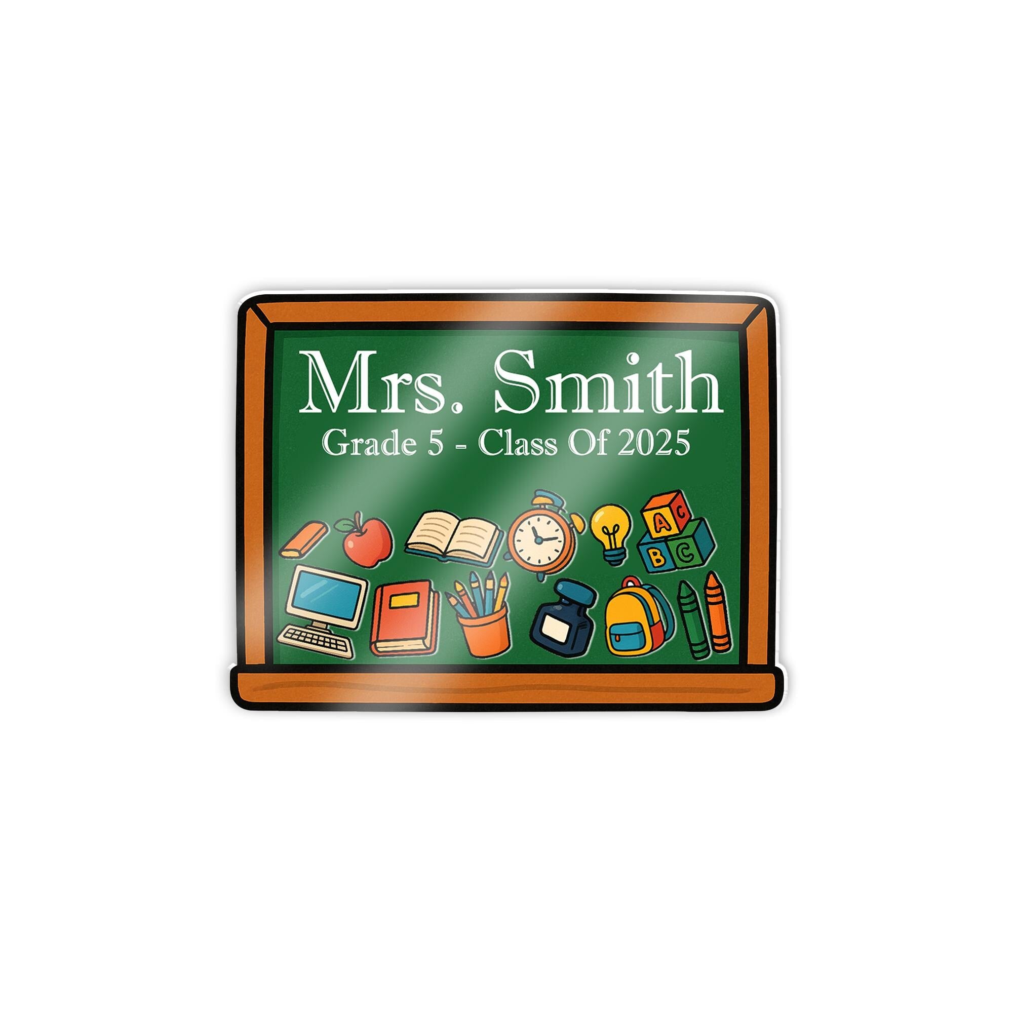 Personalized Teacher Shaker Magnet, Custom Chalkboard with Name, Grade & Icons, Classroom Gift for Back to School 2025, School Lockers Decor