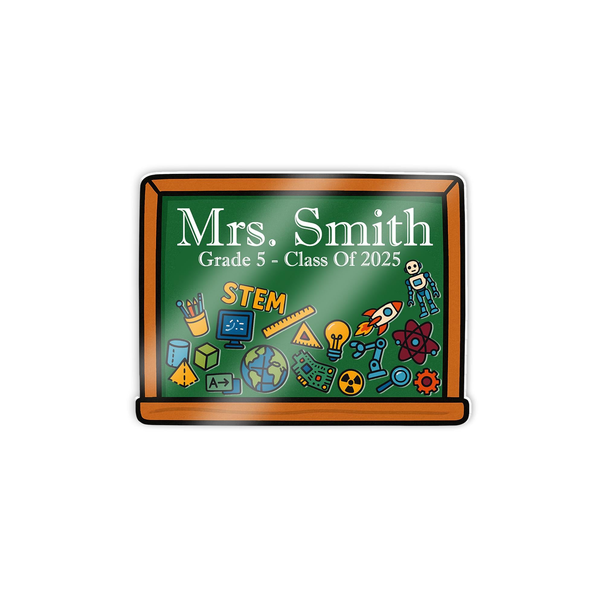 STEM Teacher Shaker Magnet – Personalized Chalkboard with Name, Science, Class of 2025, Fun Classroom Gift, Back To School, School Lockers