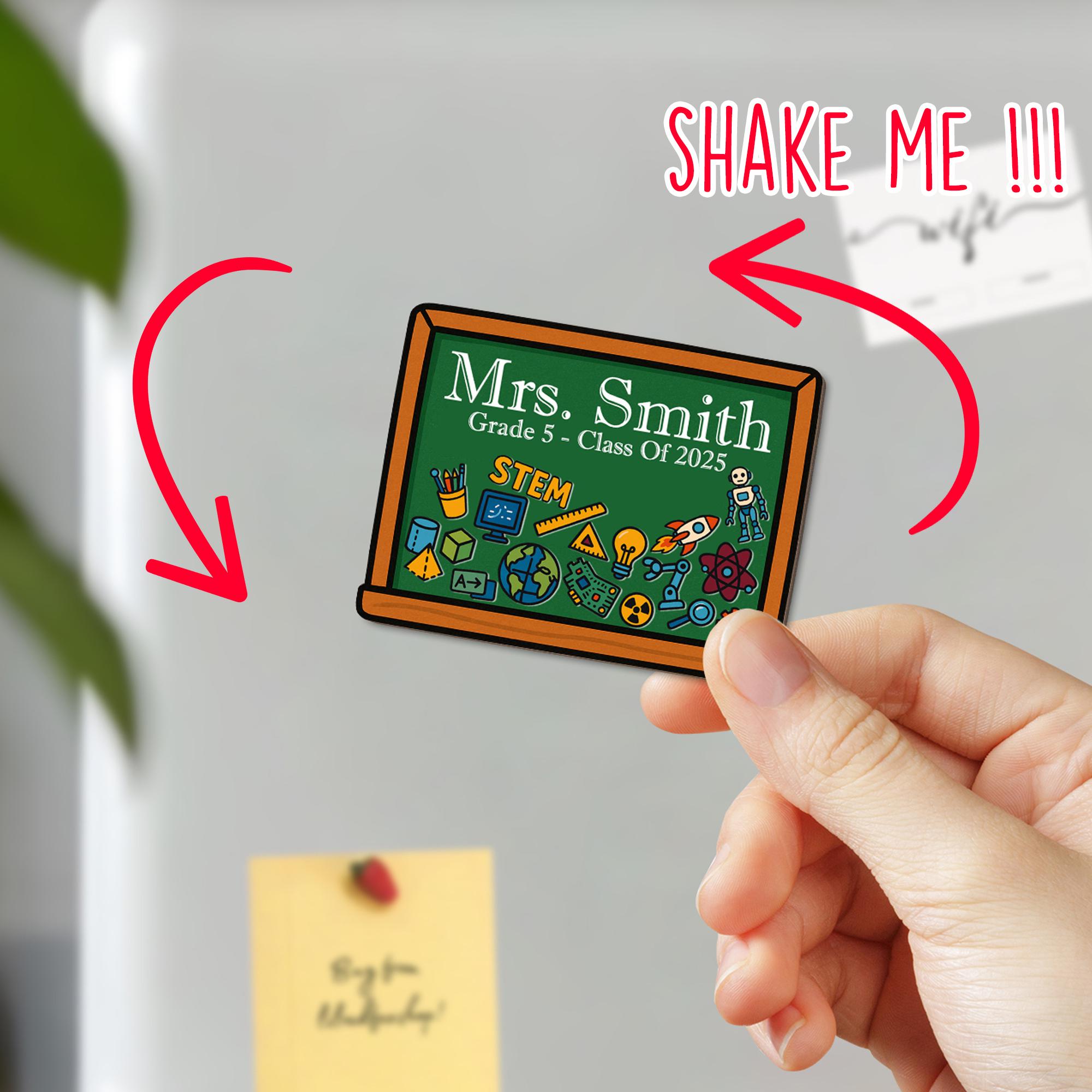 STEM Teacher Shaker Magnet – Personalized Chalkboard with Name, Science, Class of 2025, Fun Classroom Gift, Back To School, School Lockers