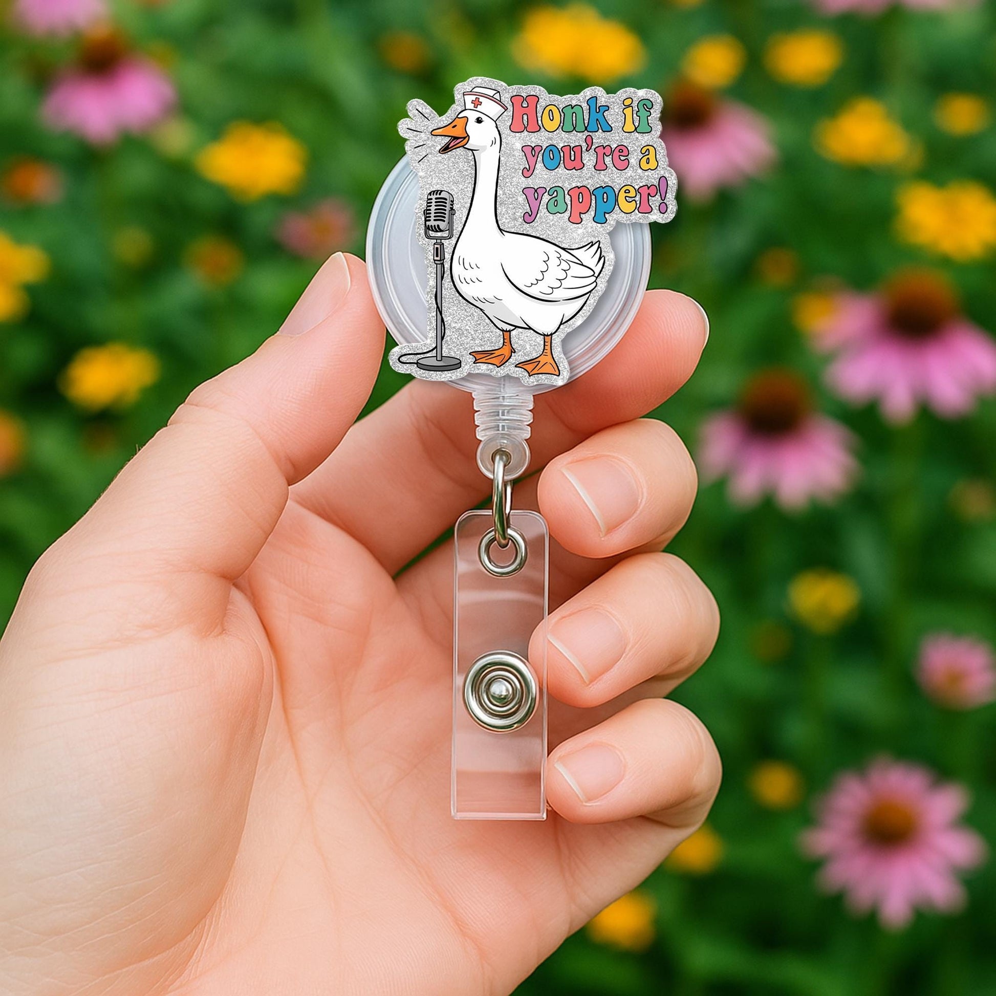 Silly Goose Nurse Badge Reel, Honk If You're a Yapper, Funny RN ID Holder, Goose Gift for Nurses, Animal Hospital Badge