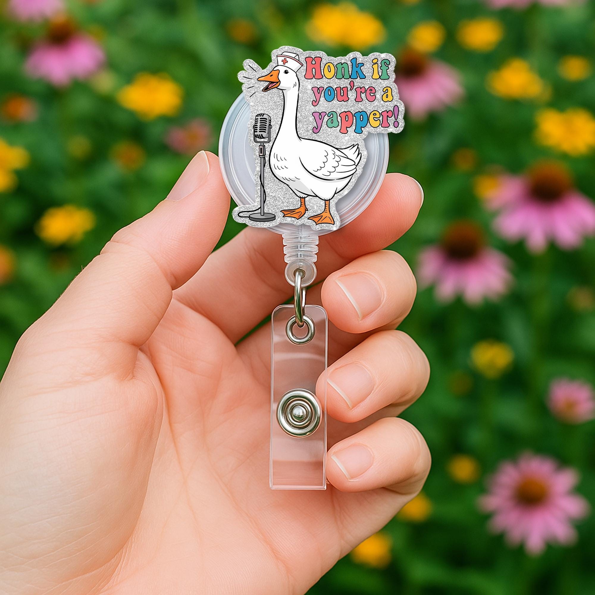 Silly Goose Nurse Badge Reel, Honk If You're a Yapper, Funny RN ID Holder, Goose Gift for Nurses, Animal Hospital Badge