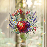 Teacher Apple Holographic Window Hanging – Floral Acrylic Sun Catcher – Red Apple Suncatcher Gift – Classroom or Home Decor
