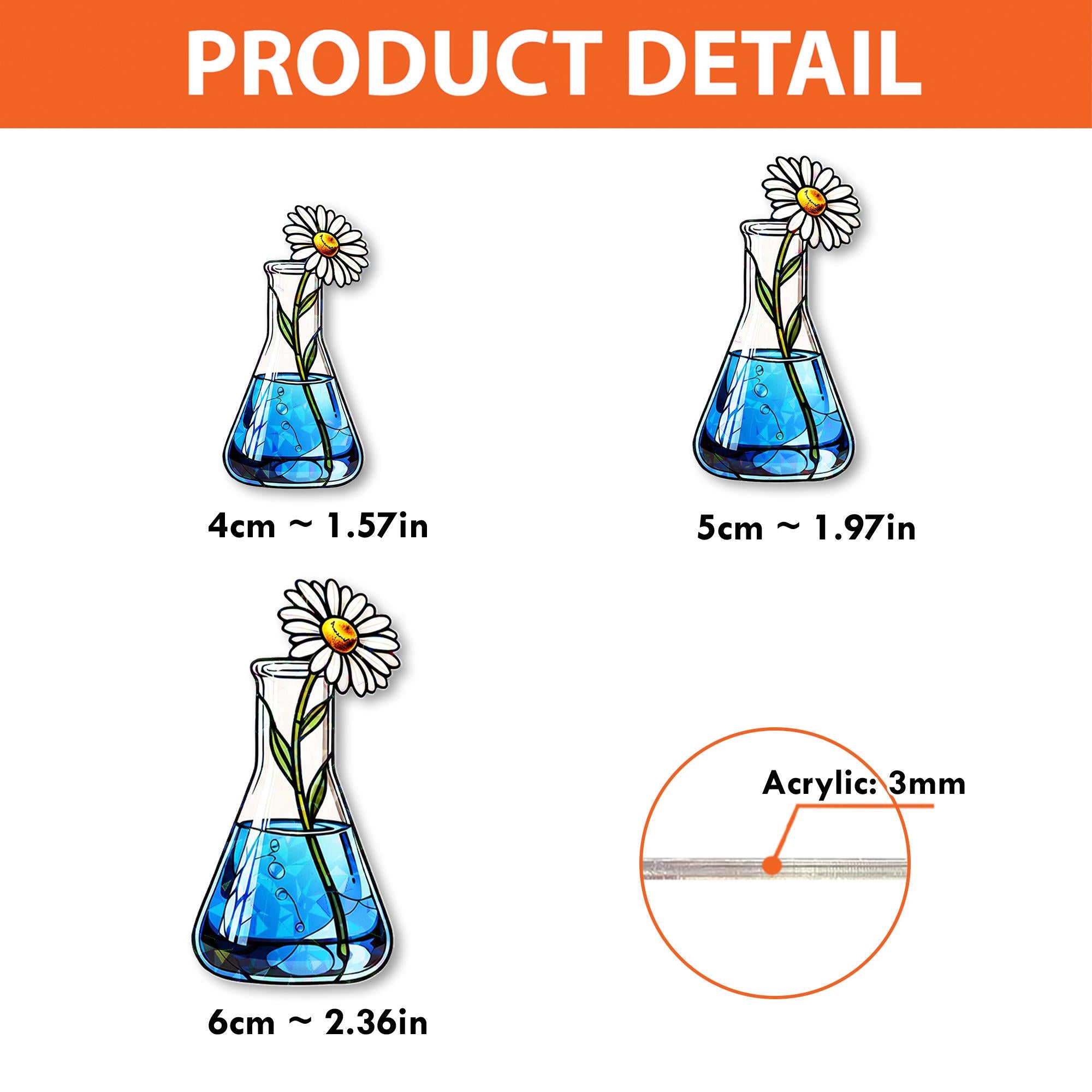 Science Beaker Badge Reel with Daisy | Cute Chemistry Lab ID Holder | Floral Science Teacher Gift | Retractable Clip for Nurses & Techs
