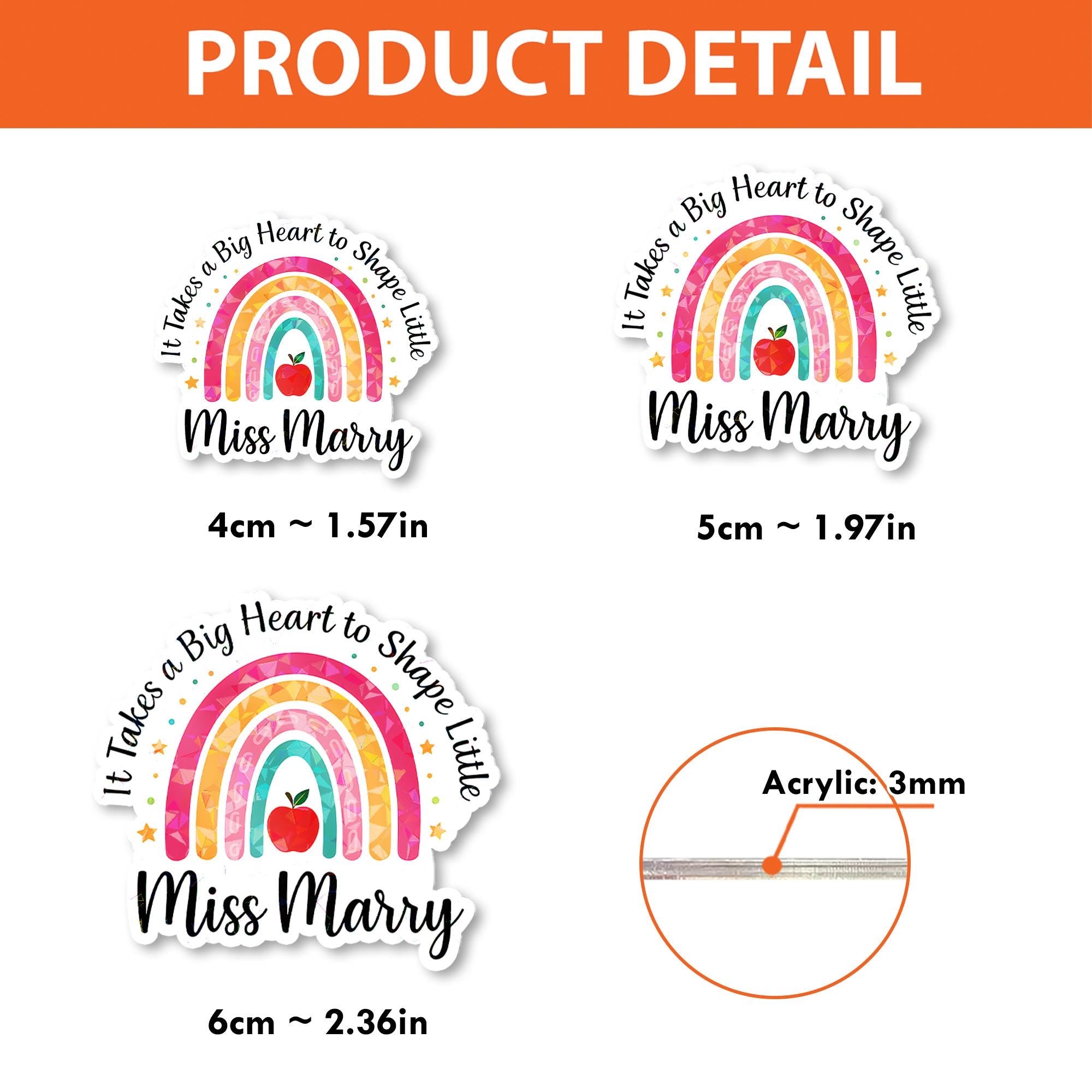 Rainbow Teacher Badge Reel – Personalized Name ID Holder – Big Heart Little Minds Clip – Cute Preschool Teacher Gift