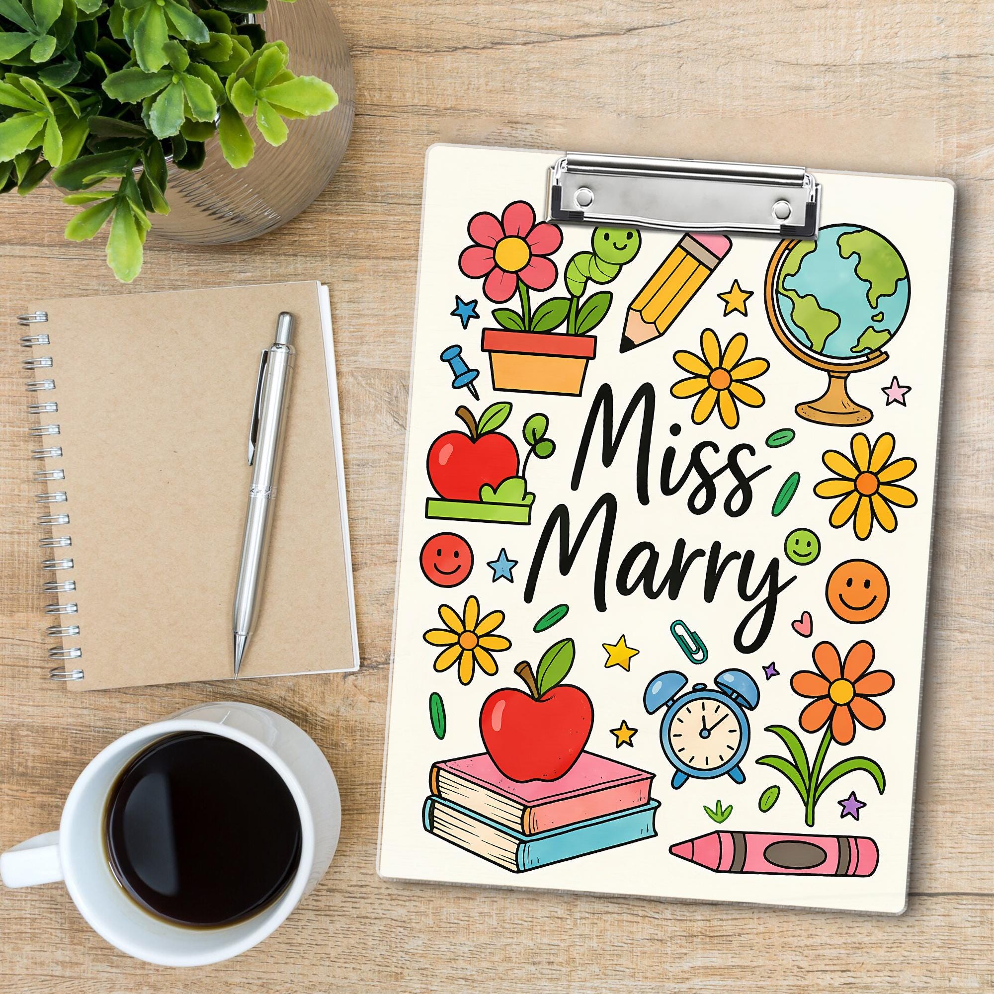 Custom Teacher Clipboard – Personalized Classroom Supply Design – Cute Name Clipboard for Miss Marry – School Desk Gift for Educators