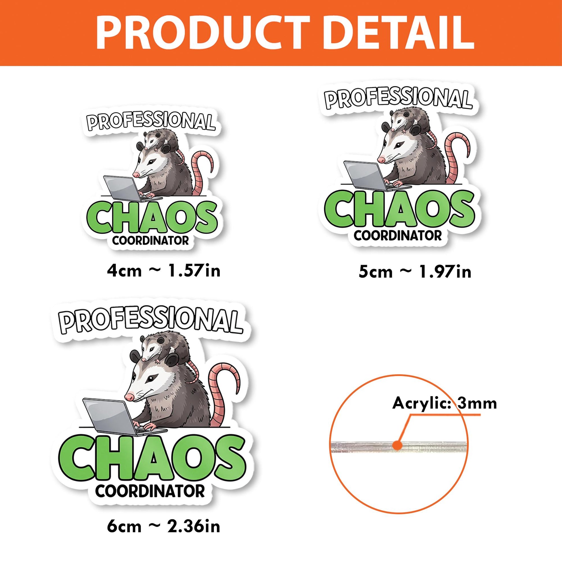 Professional Chaos Coordinator Badge Reel – Funny Possum Design ID Holder, Cute Clip for Teachers, Nurses & Office Staffs, Educators
