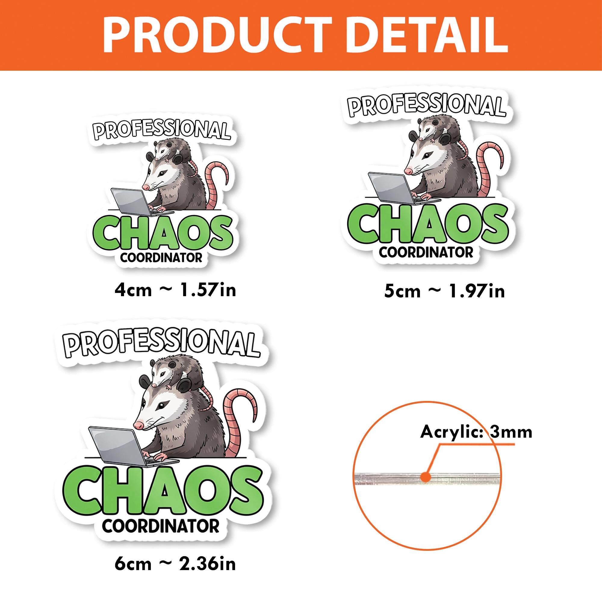 Professional Chaos Coordinator Badge Reel – Funny Possum Design ID Holder, Cute Clip for Teachers, Nurses & Office Staffs, Educators