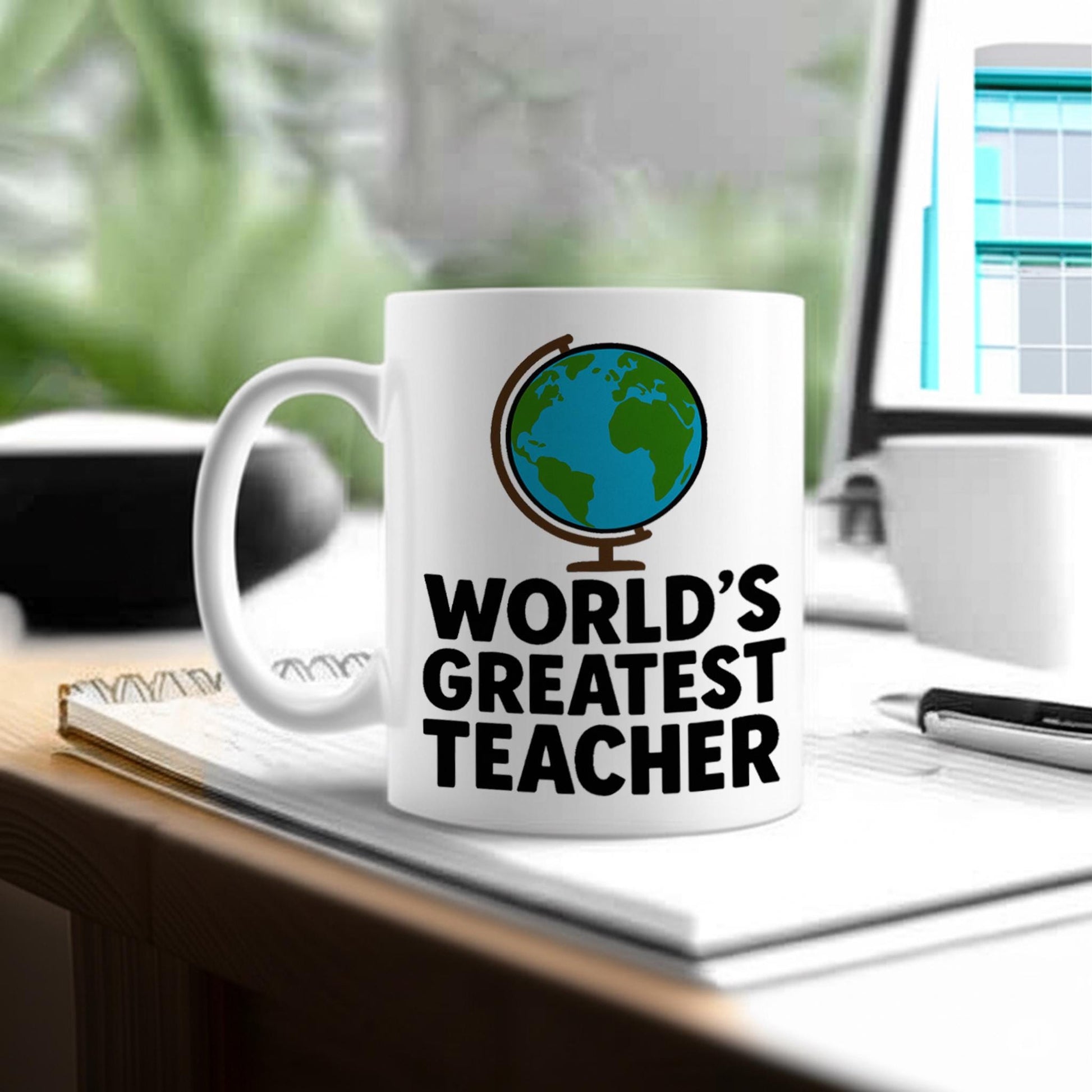World's Greatest Teacher Mug | Back to School Coffee Cup | Teacher Appreciation Gift | Globe Teacher Mug | Educator Office Gift