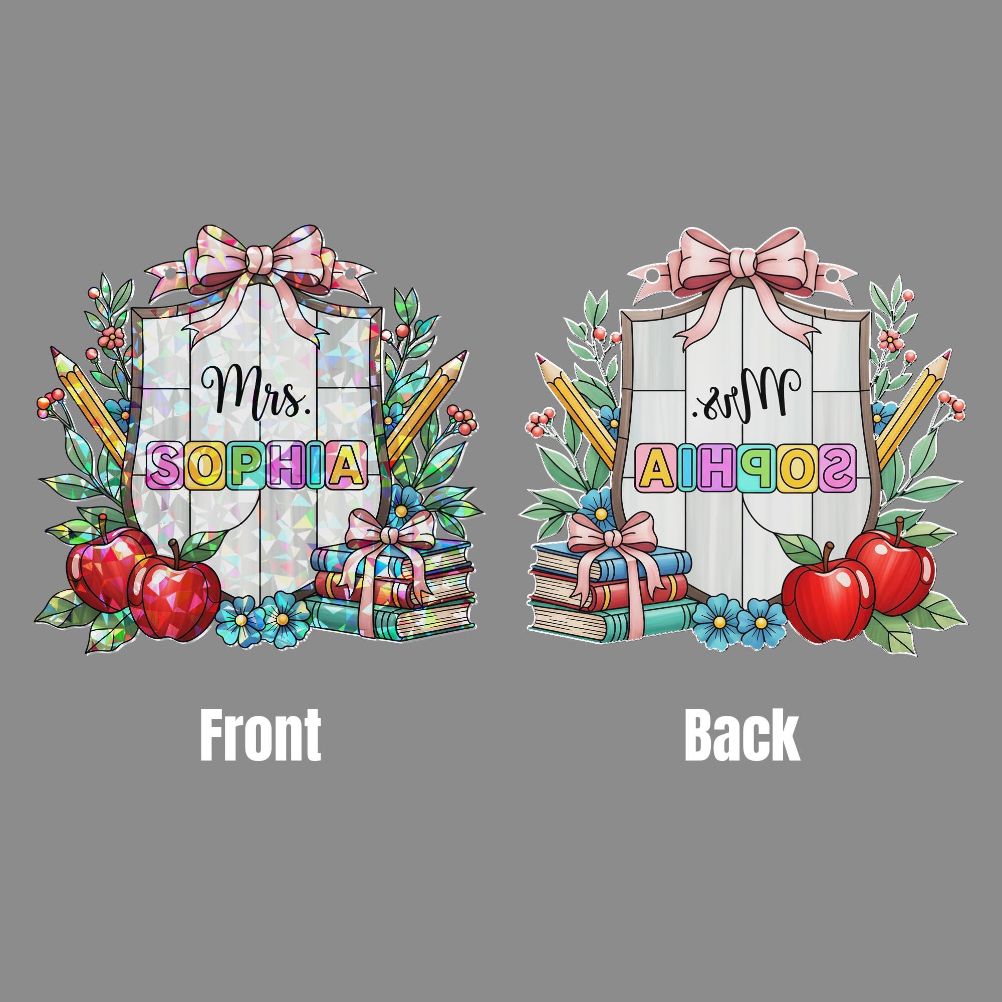 Custom Teacher Name Acrylic Window Hanging | Back to School Classroom Decor | Personalized Teacher Gift | Teacher Sign