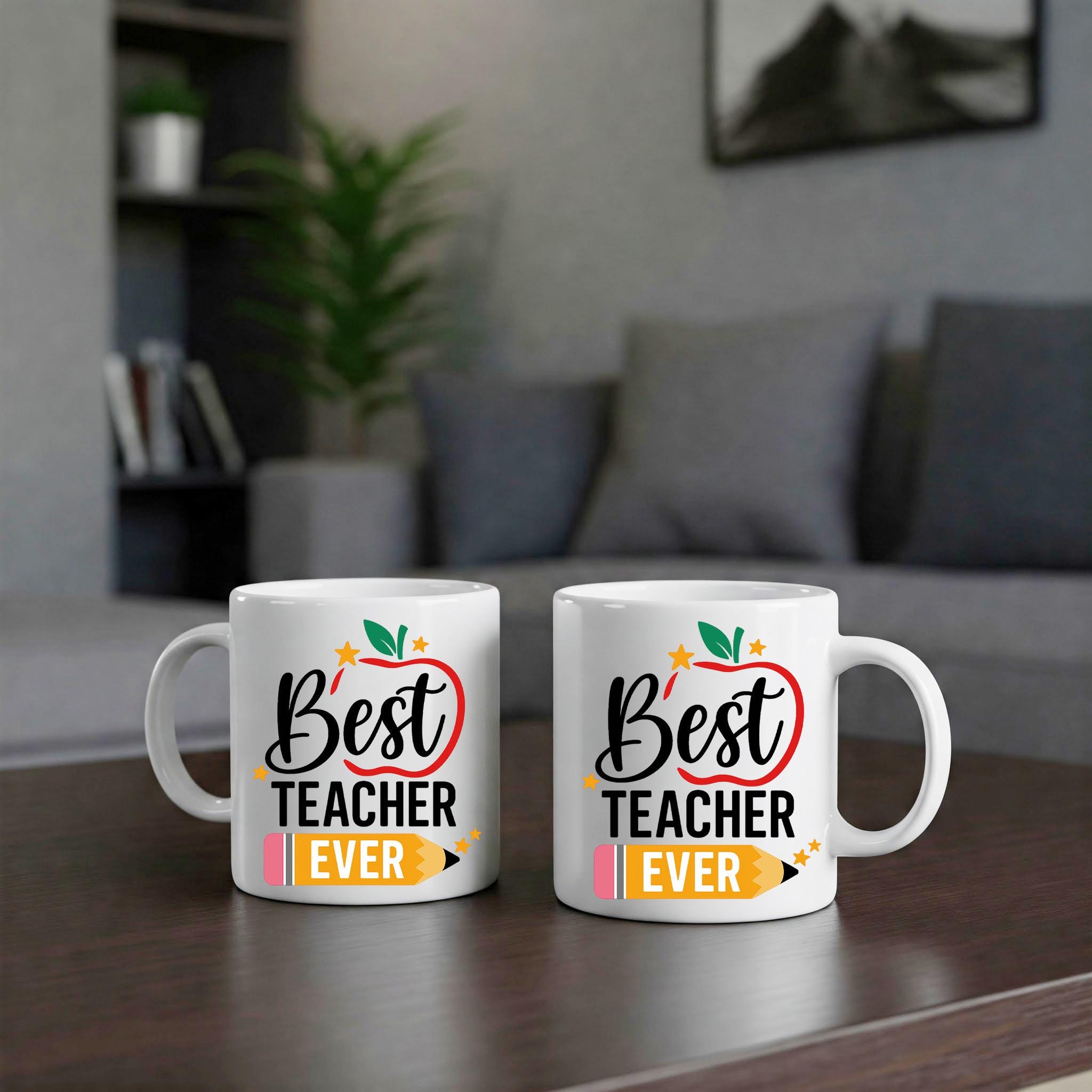 Best Teacher Ever Mug | Back to School Teacher Gift | Cute Black Coffee Cup | Teacher Appreciation | Classroom Mug Gift