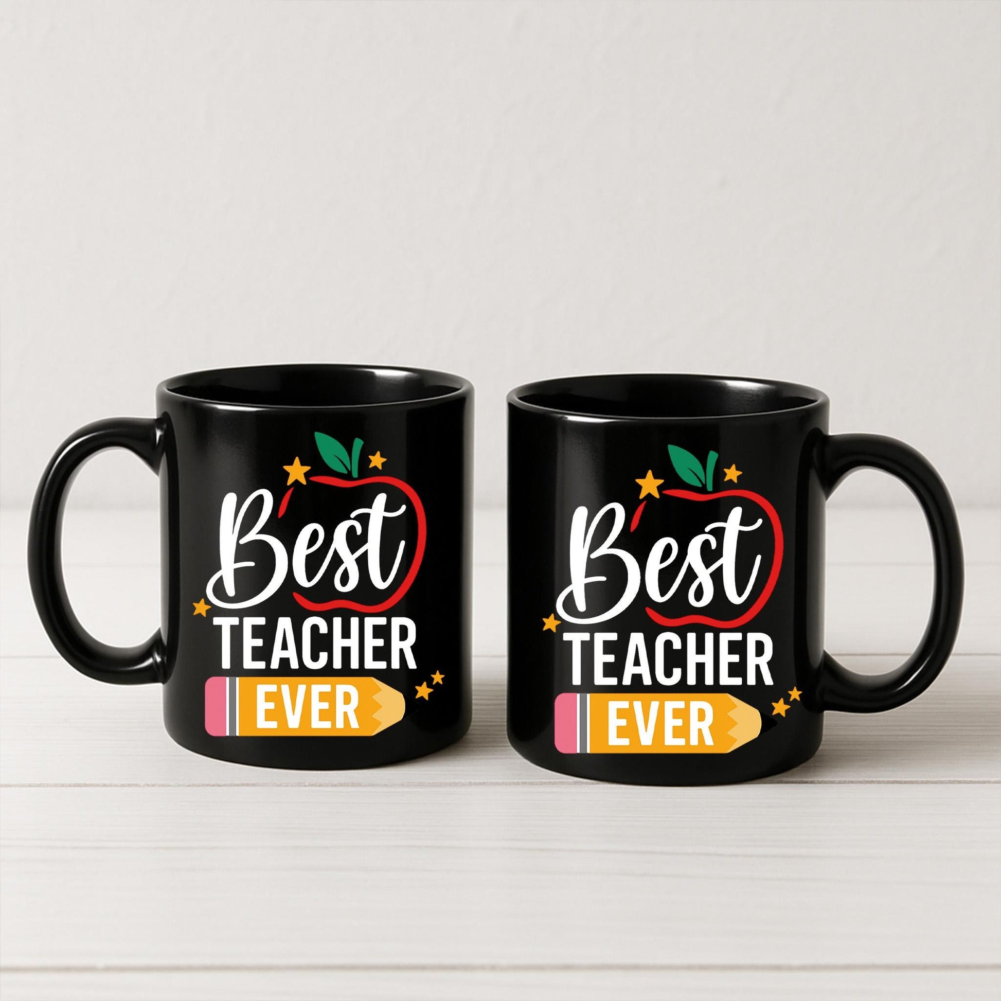 Best Teacher Ever Mug | Back to School Teacher Gift | Cute Black Coffee Cup | Teacher Appreciation | Classroom Mug Gift