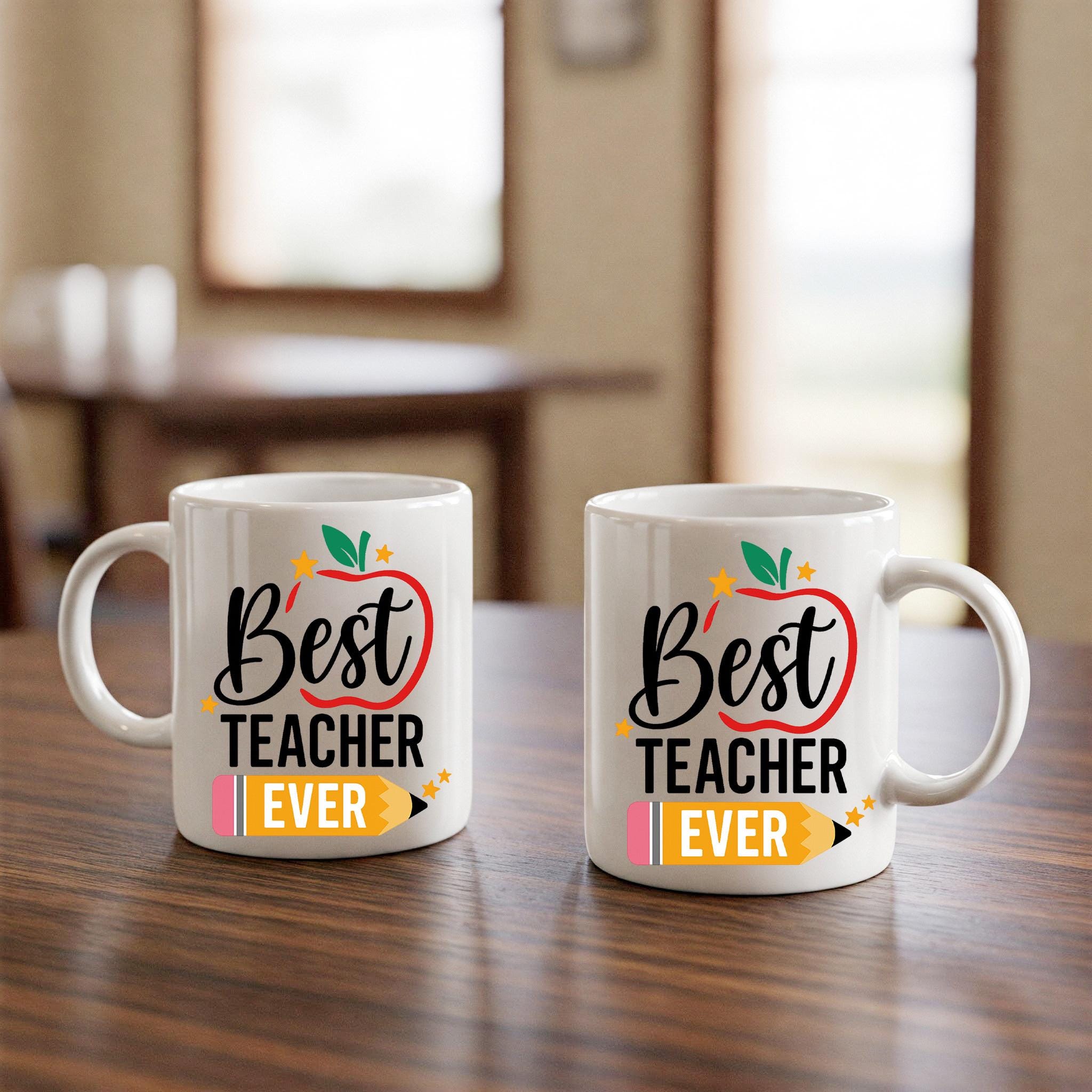 Best Teacher Ever Mug | Back to School Teacher Gift | Cute Black Coffee Cup | Teacher Appreciation | Classroom Mug Gift