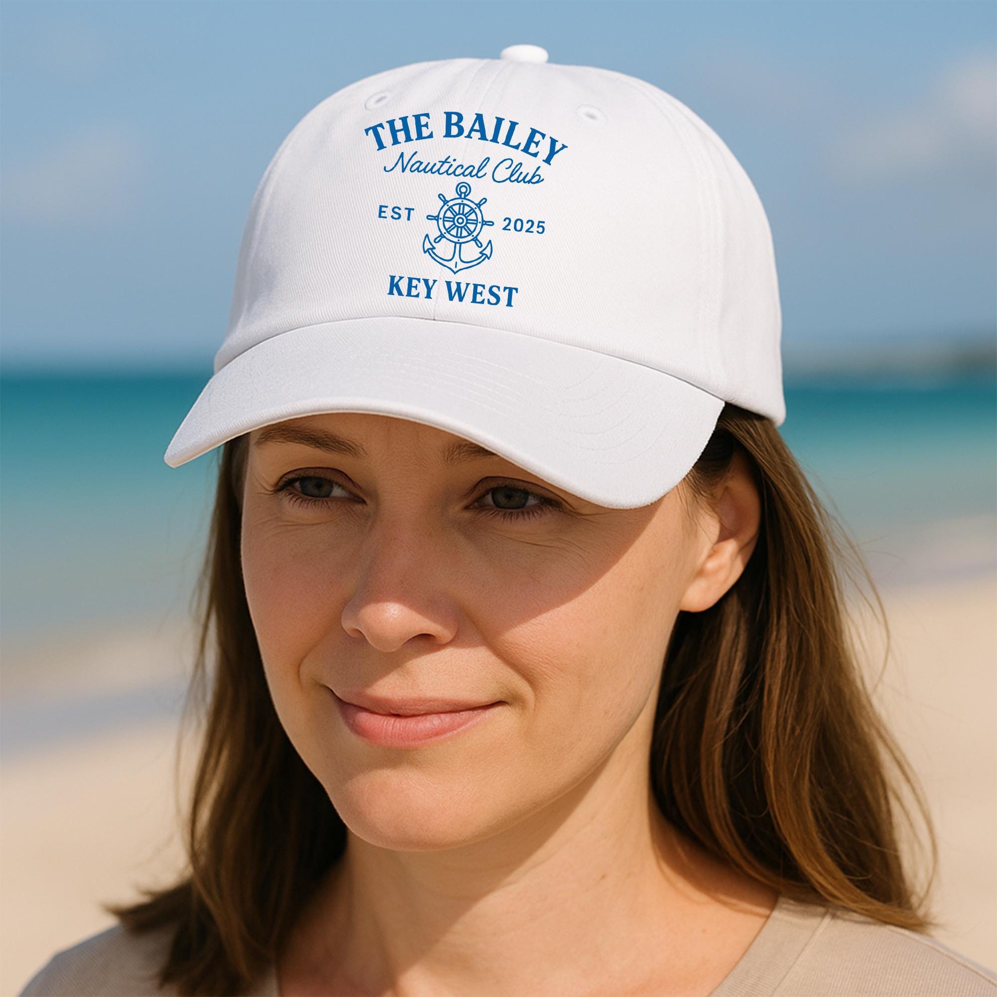 Custom Nautical Club Hat – Personalized Summer Vacation Cap with Anchor & Helm Design, Family Beach Trip or Boat Party Gift 2025