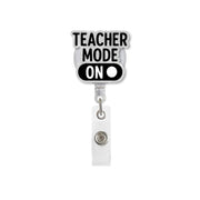 Teacher Mode On Badge Reel | Funny Teacher ID Holder | Back to School Teacher Gift | Retractable Badge Clip for Classroom Lanyard