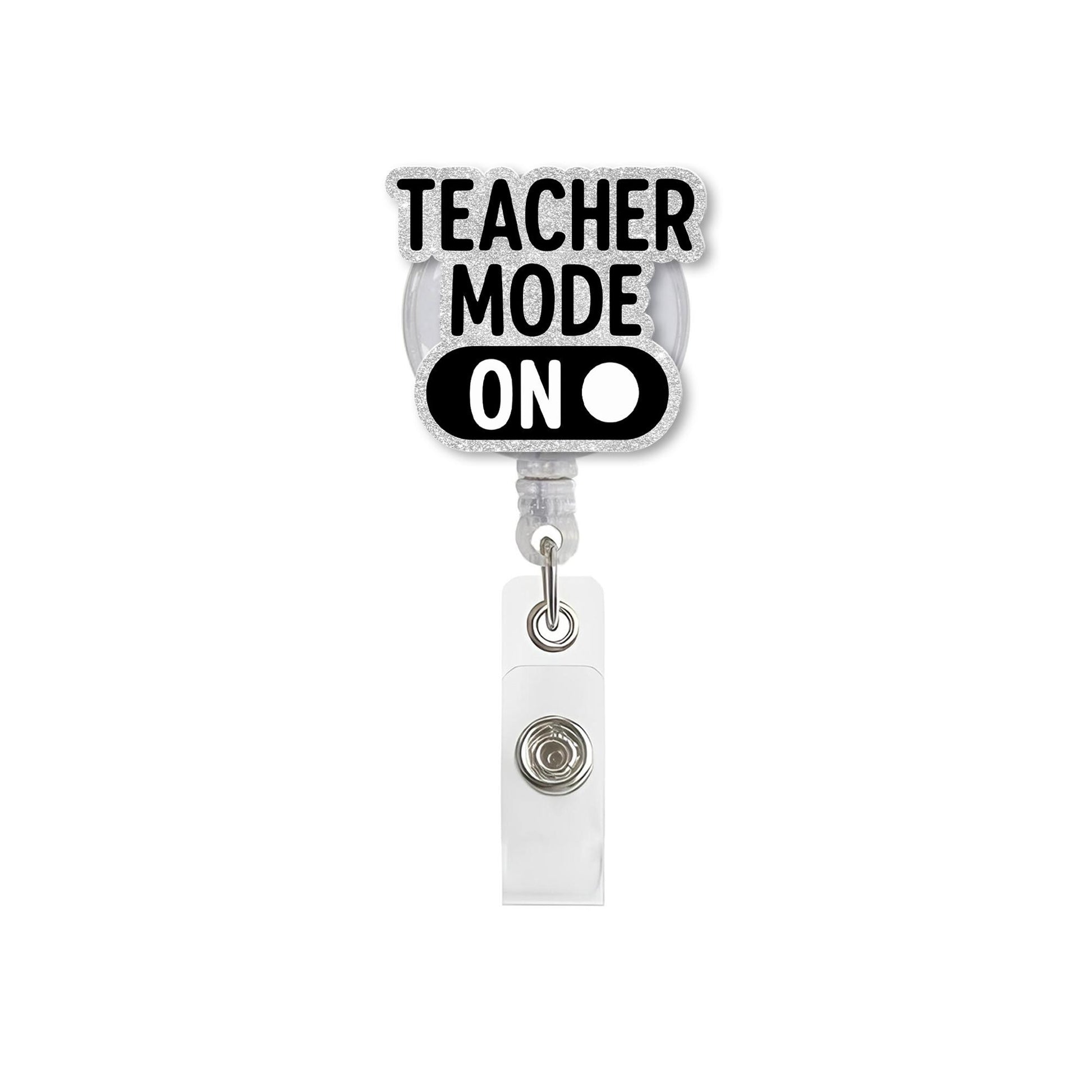 Teacher Mode On Badge Reel | Funny Teacher ID Holder | Back to School Teacher Gift | Retractable Badge Clip for Classroom Lanyard