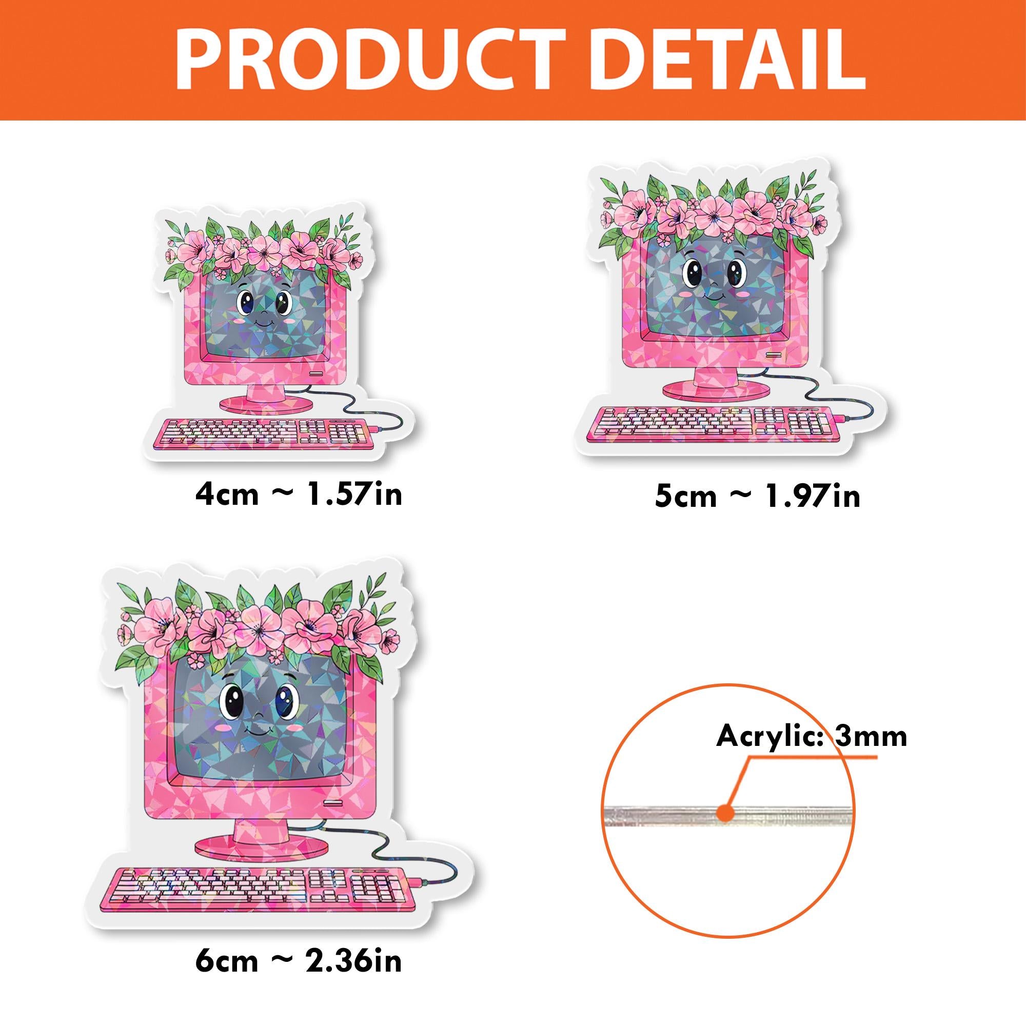 Cute Pink Computer Badge Reel | Floral Monitor ID Holder | Retro Tech Clip for Teachers, Nurses & IT Staff | Fun Office Gift