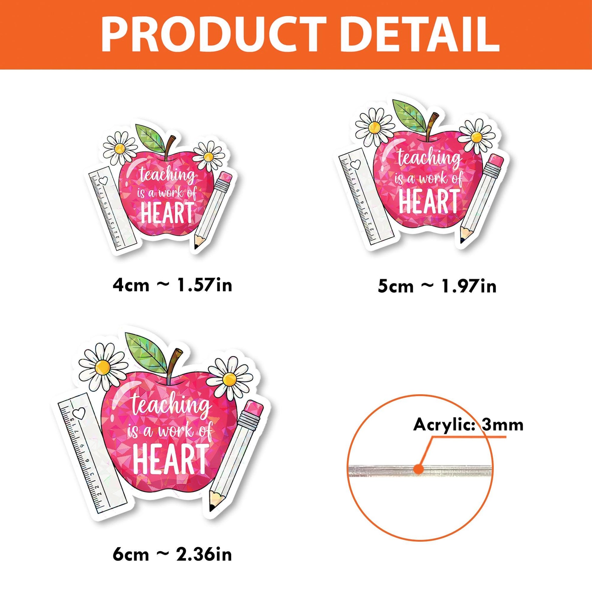 Teaching Is a Work of Heart Badge Reel | Cute Teacher ID Holder | Back to School Teacher Gift | Apple Pencil Daisy Design