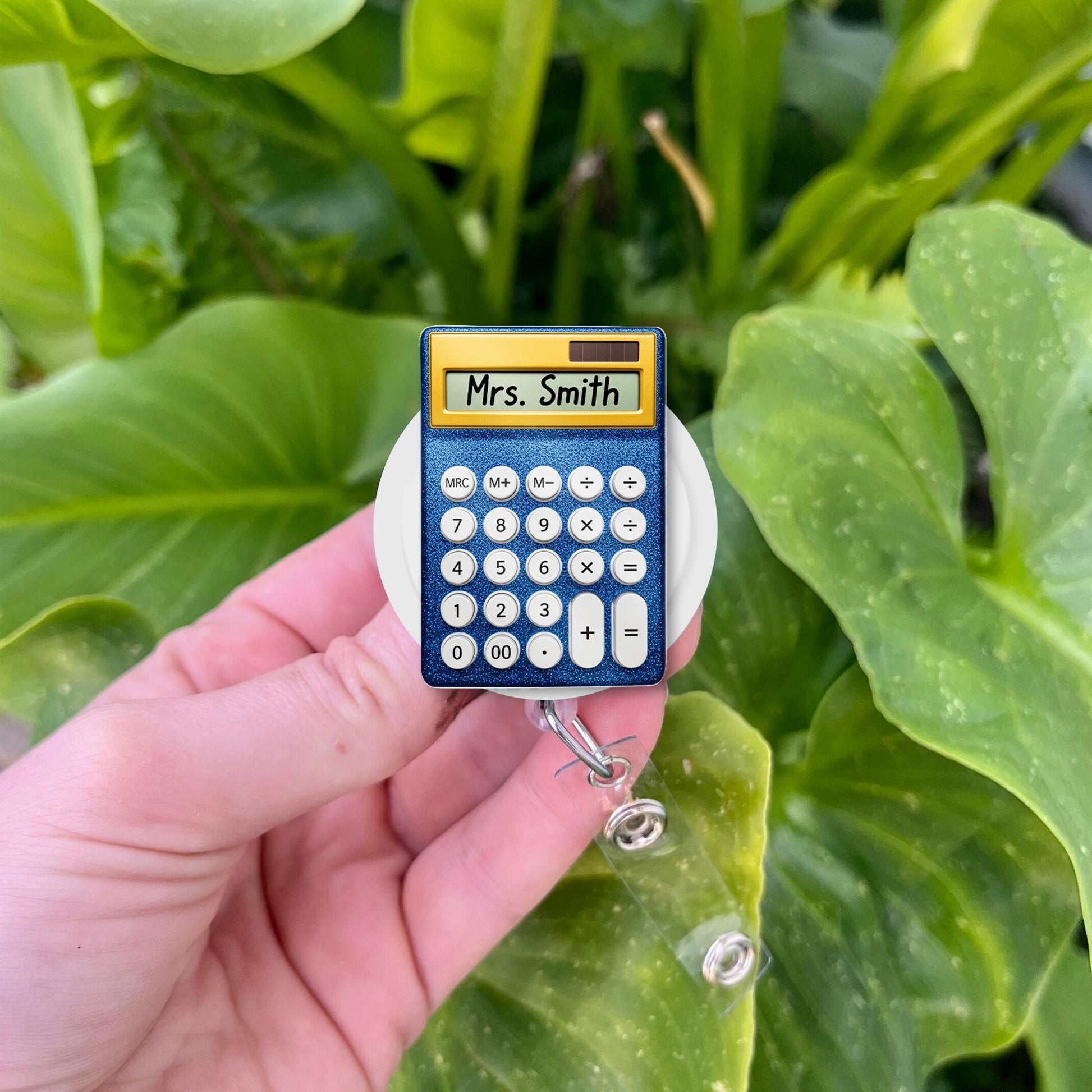 Personalized Calculator Badge Reel – Custom Teacher Name ID Holder, Cute Math Teacher Gift, Classroom Accessory, Back to School Gift