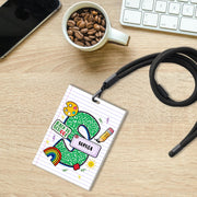 Personalized Back to School Lanyard ID Badge – Green Composition Letter Design with Name, Cute Teacher or Student Name Tag, Educators Gift