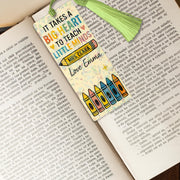 Custom Teacher Holographic Bookmark – Big Heart to Teach Little Minds with Name & Tassel, Personalized Back to School or Year-End Gift