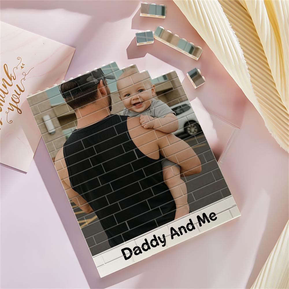 Personalized Photo Building Block Frame for Dad, Custom Dad Message, Unique Father's Day Gift Idea from Kids, We Love You
