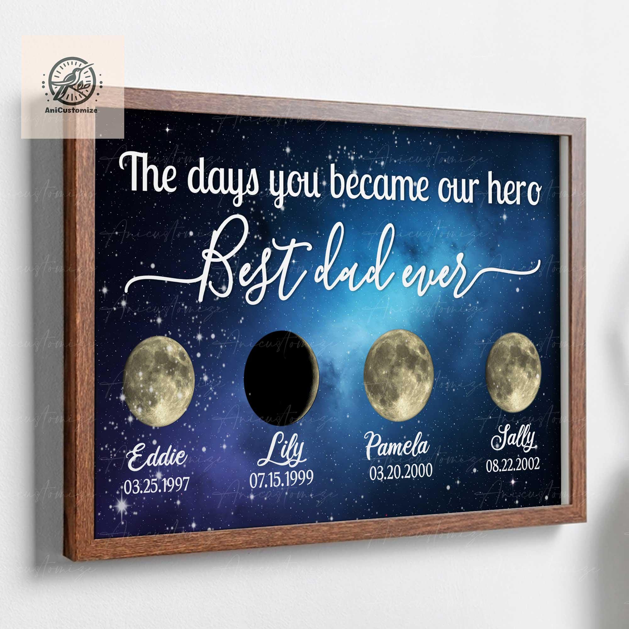 Custom Moon Phase Dad UNFRAME Poster Gift, Personalized Father's Day Gift, Best Dad Ever Poster, Dad Birthday Gift, Moon Phase Wall Art