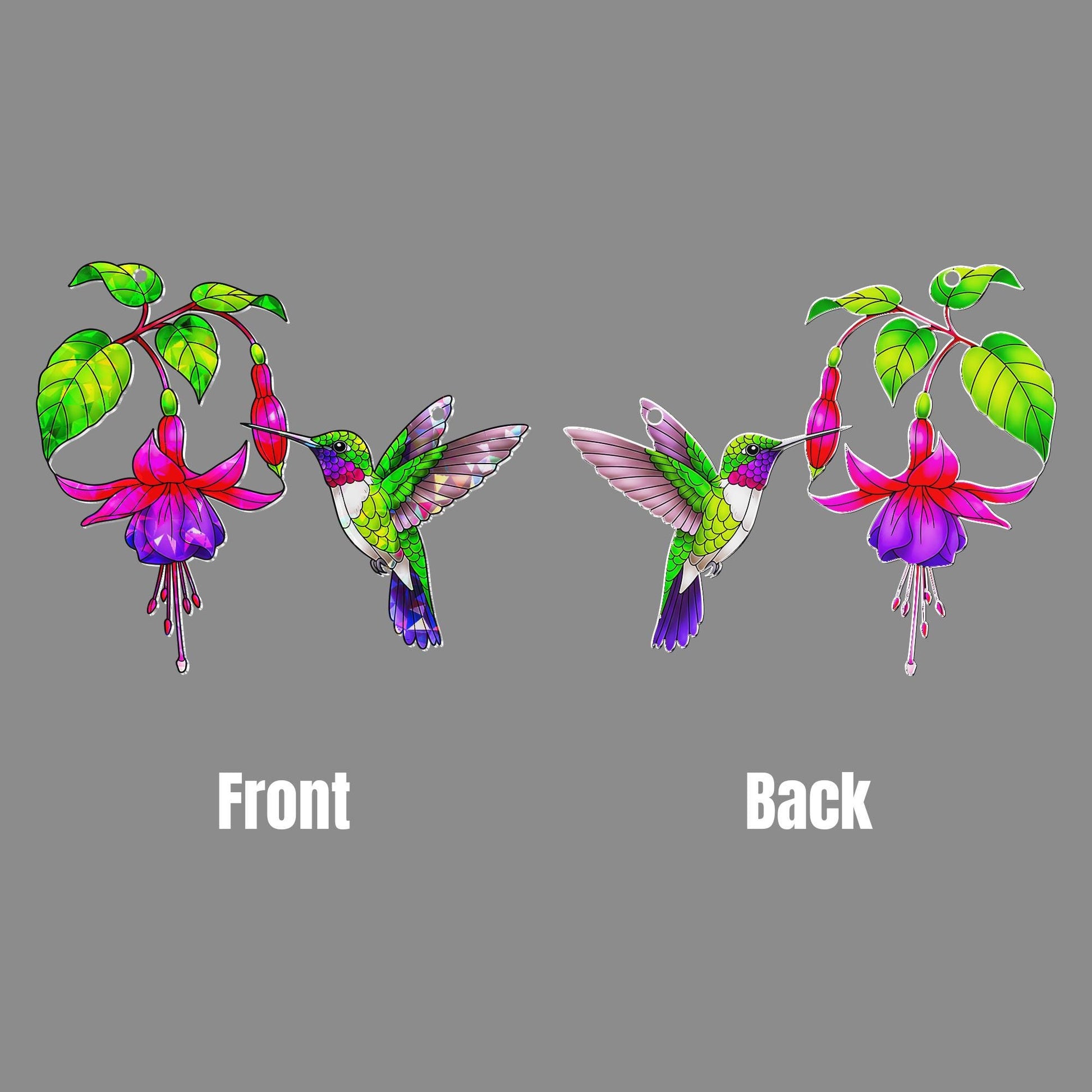 Hummingbird Fuchsia Acrylic Window Hanging Ornament, Bird Lover Gift, Home Decor, Wall Art Gift, Nature Art, Garden Mom
