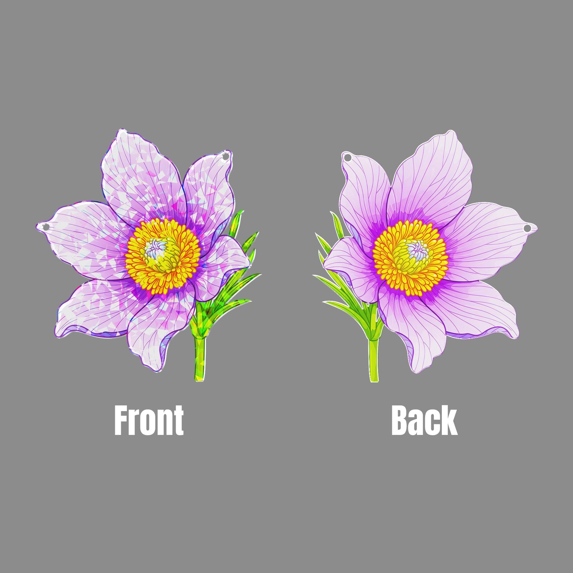 Vibrant Pasque Flower Acrylic Window Hanging Ornament, Delicate Floral Art Ornament, Botanical Home Decor, Flower Lover, Gift For Her
