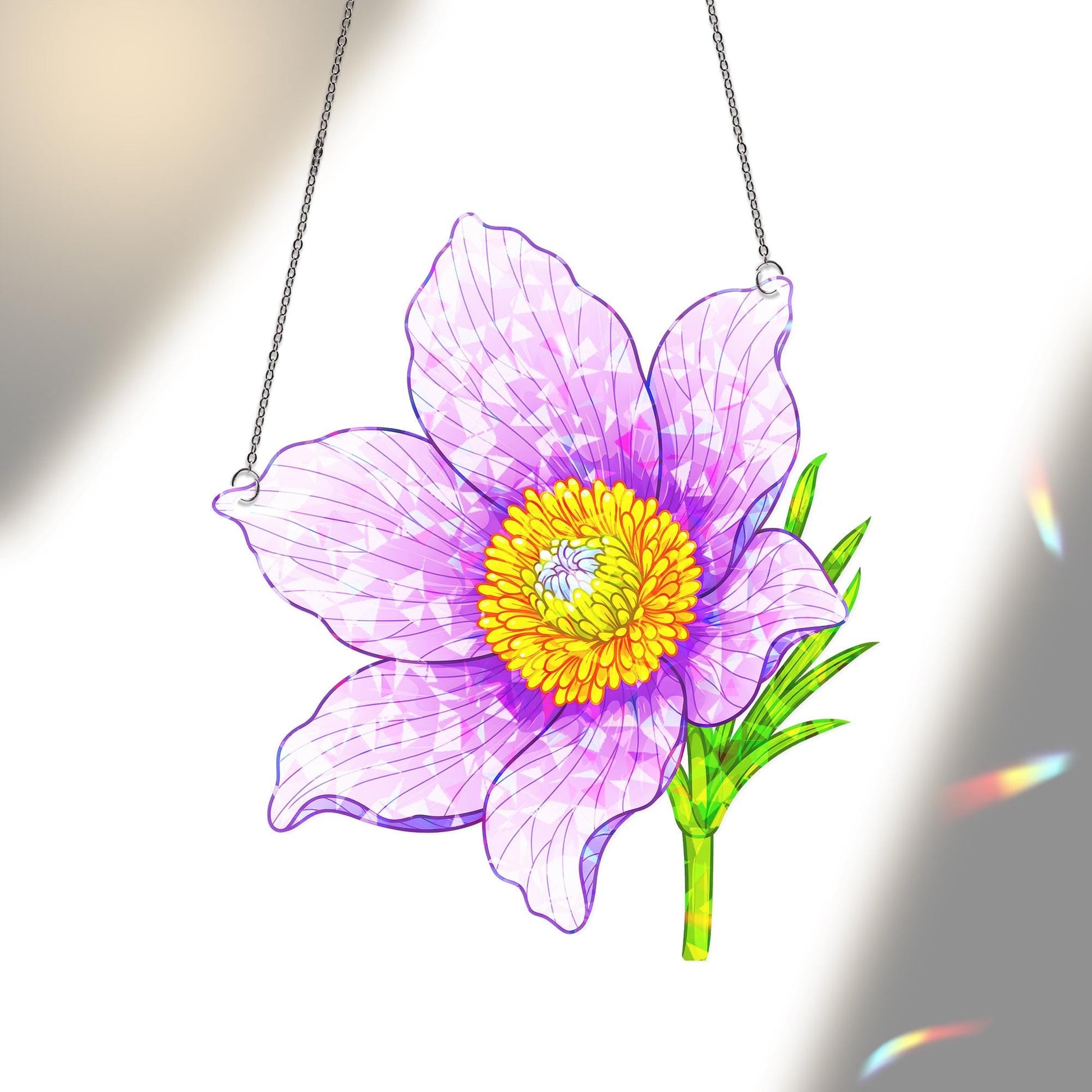 Vibrant Pasque Flower Acrylic Window Hanging Ornament, Delicate Floral Art Ornament, Botanical Home Decor, Flower Lover, Gift For Her