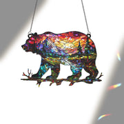 Bear Mountain Forest Landscape Window Hanging, Rustic Cabin Decor, Nature Light Catcher