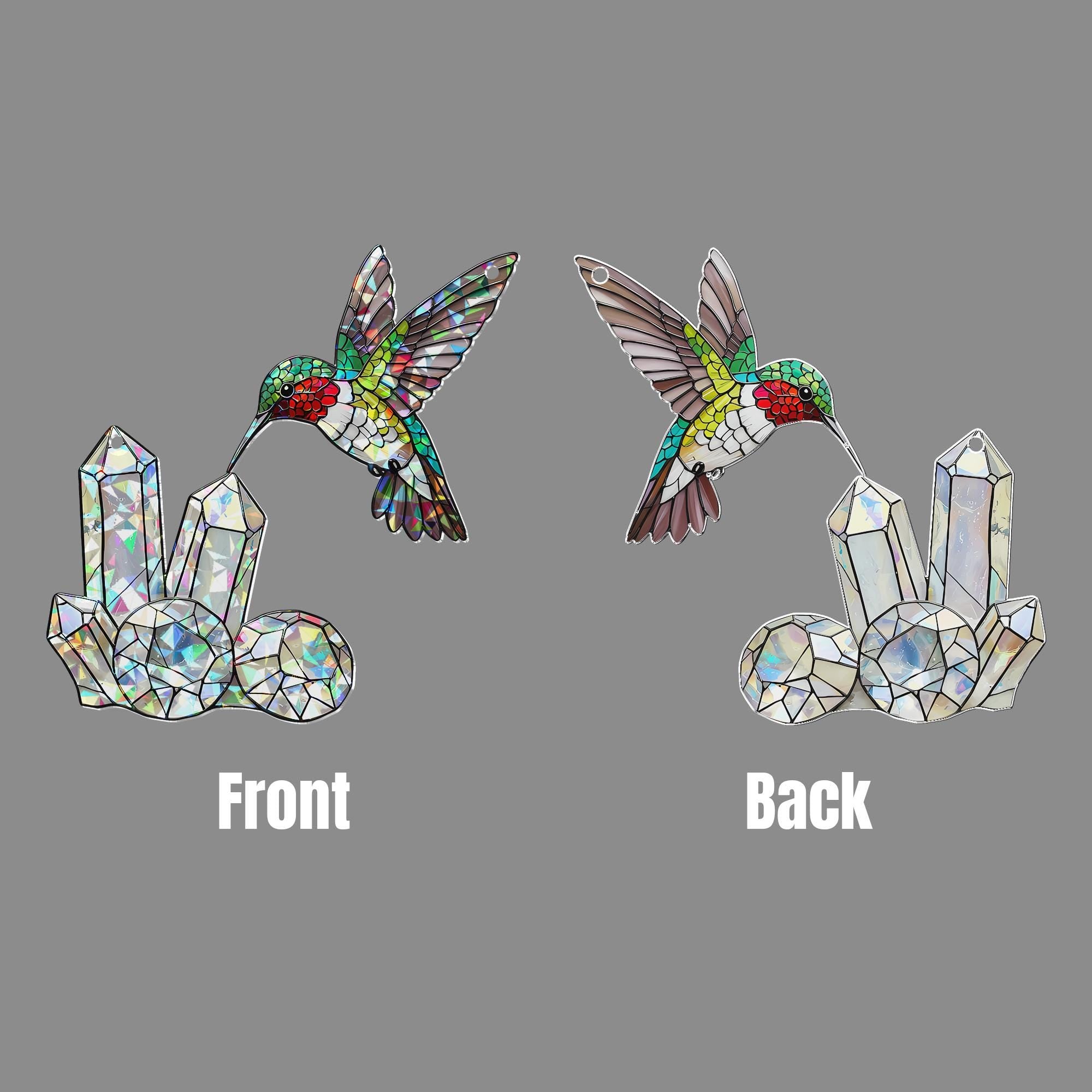 Hummingbird ACRYLIC Hologram Decor, Crystal Hologram Decor, Bird Lover Gift, Rainbow Light Catcher, Elegant Home Decor, Hummingbird Decor