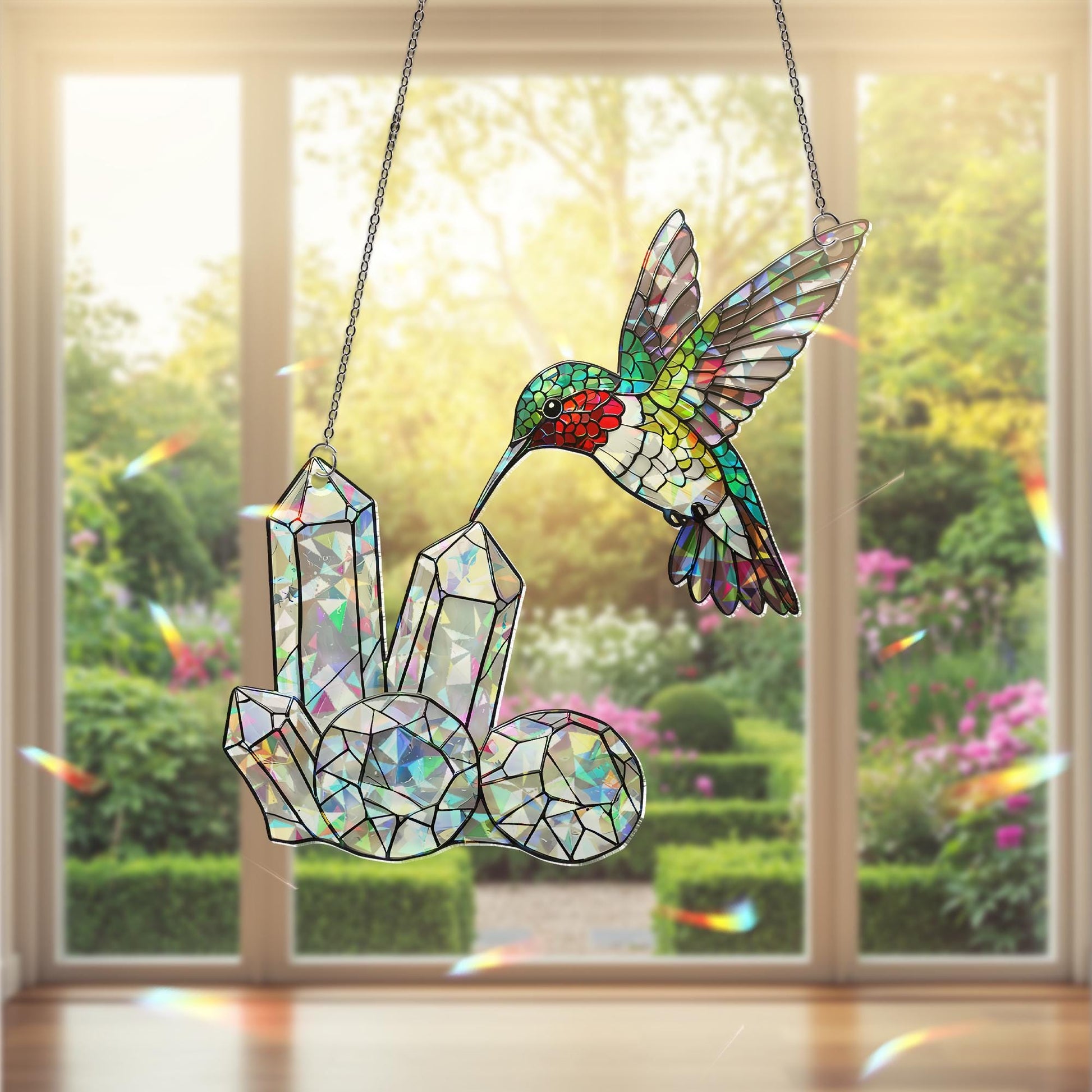 Hummingbird ACRYLIC Hologram Decor, Crystal Hologram Decor, Bird Lover Gift, Rainbow Light Catcher, Elegant Home Decor, Hummingbird Decor
