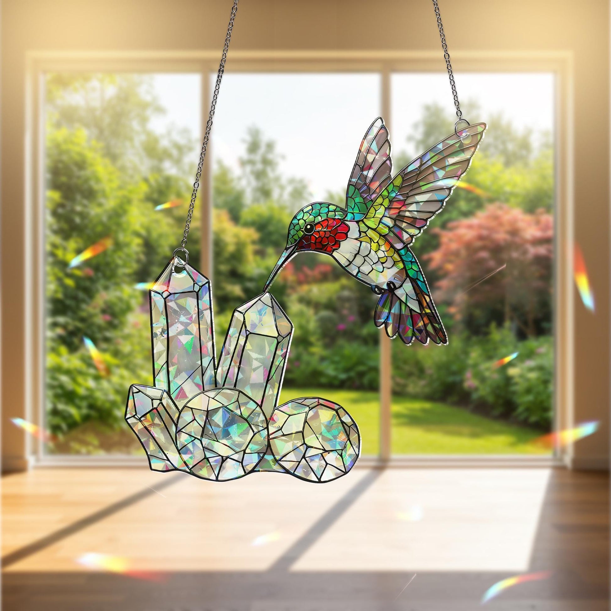 Hummingbird ACRYLIC Hologram Decor, Crystal Hologram Decor, Bird Lover Gift, Rainbow Light Catcher, Elegant Home Decor, Hummingbird Decor