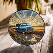 Truck in the Field Glass Suncatcher – Rustic Farm Decor – Perfect Father’s Day Gift for Truck Lovers & Outdoor Enthusiasts