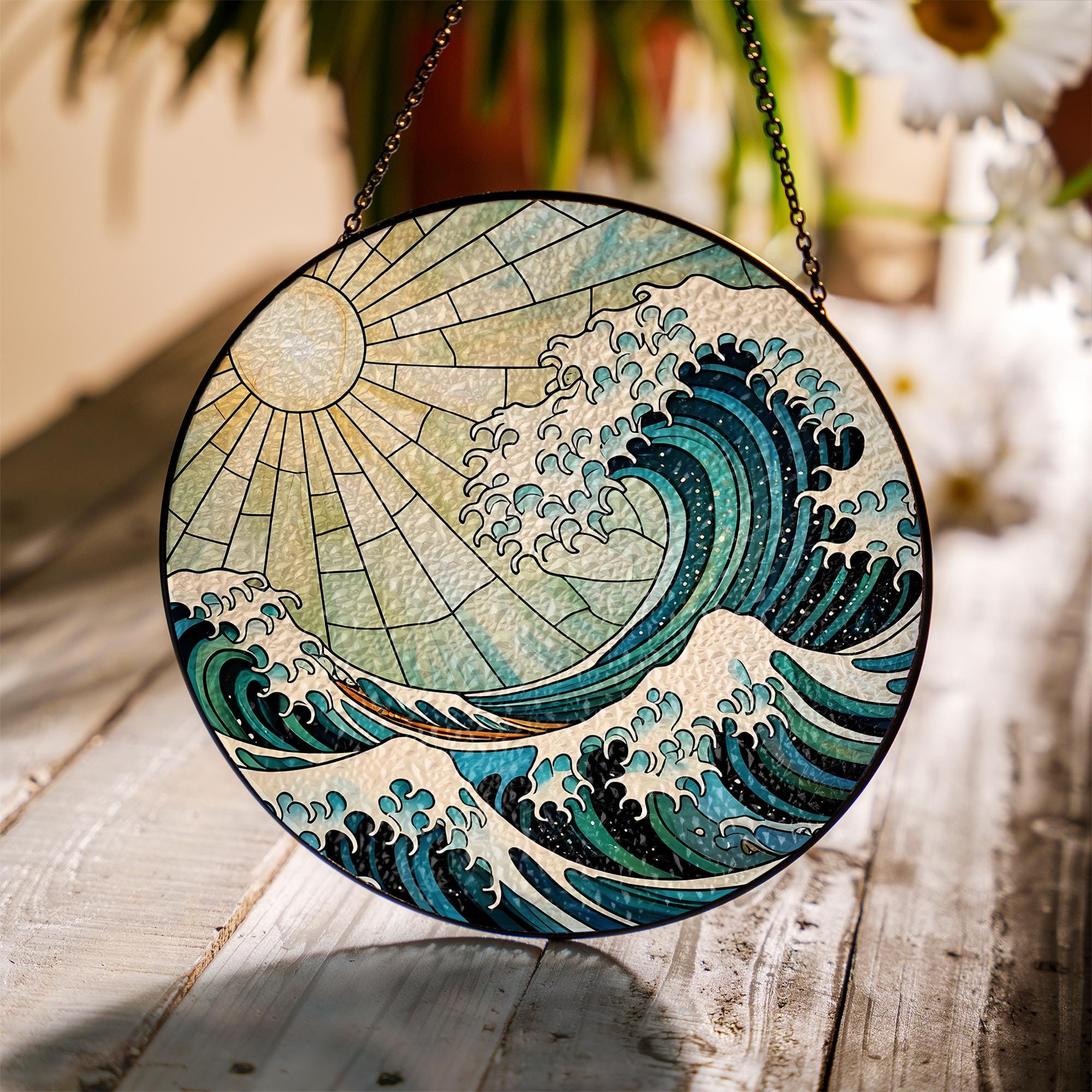 Sea-Themed Glass Suncatcher – Nautical Decor for Ocean Lovers – Perfect Father's Day Gift for Beach Enthusiasts