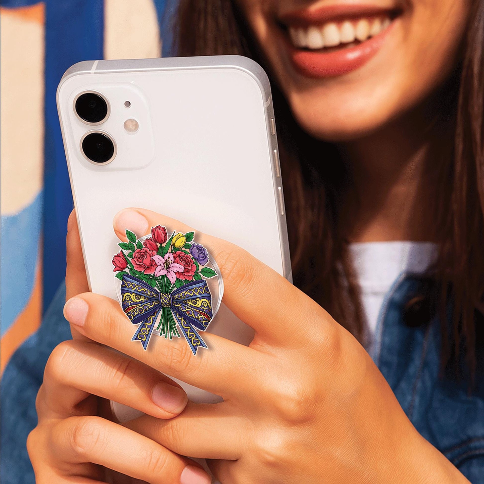 Bow Bouquet Flower Phone Grip – Floral Pop Socket, Cute Phone Accessory, Flower Lover Gift, Mother's Day Gift Idea