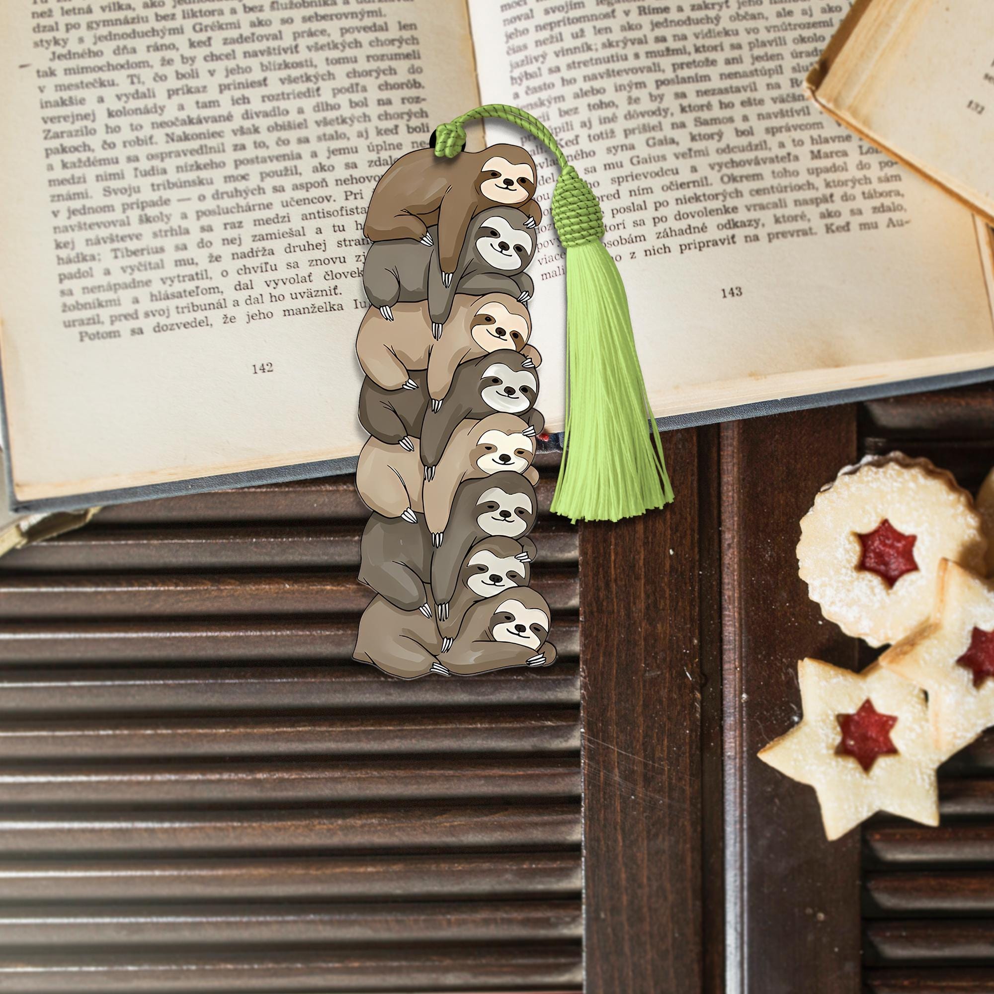 Lazy Sloth Stack Bookmark, Funny Sloth Gift, Cute Animal Bookmark, Book Lover Gift, Sloth Reading Gift, Stocking Stuffer, Reading Lover Gift