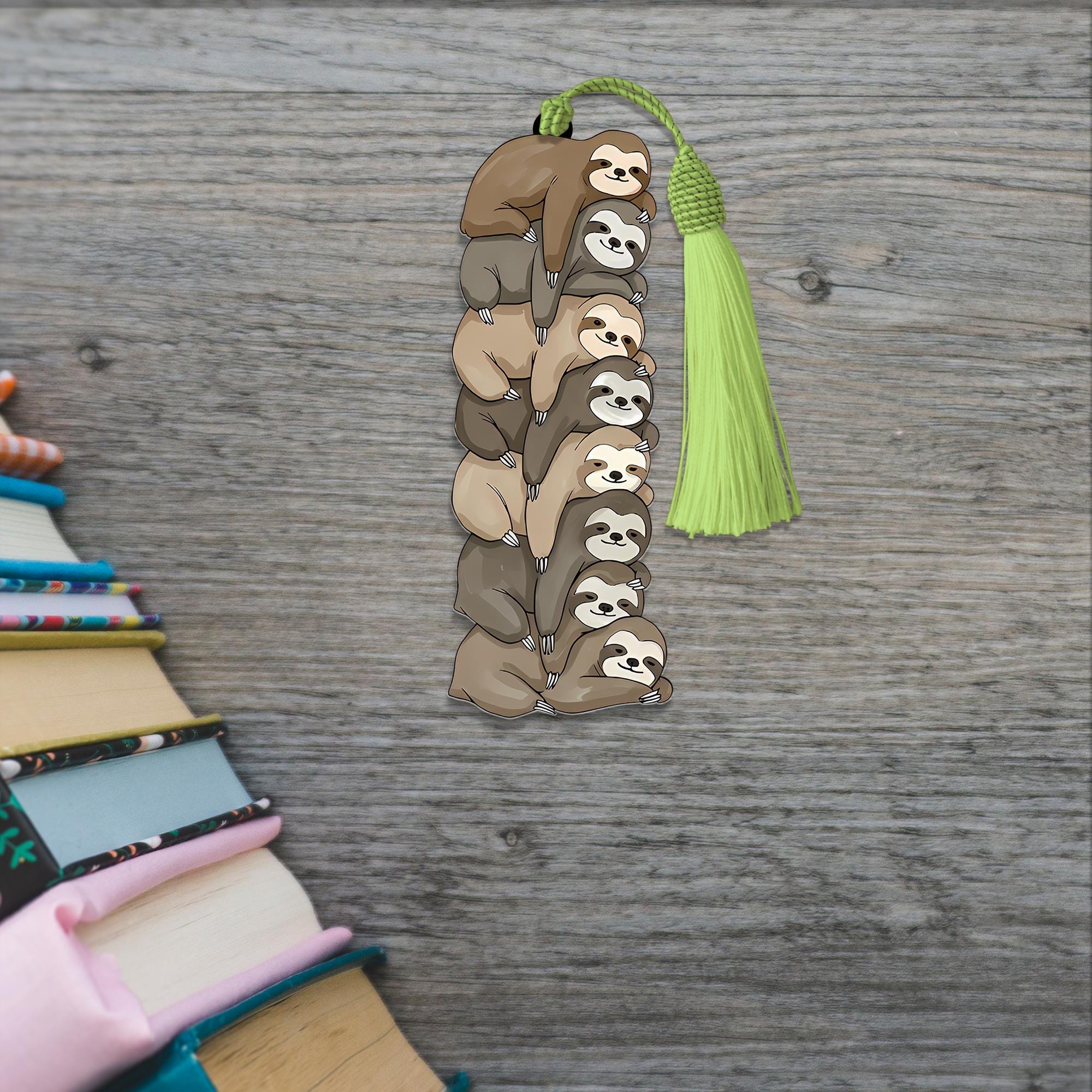 Lazy Sloth Stack Bookmark, Funny Sloth Gift, Cute Animal Bookmark, Book Lover Gift, Sloth Reading Gift, Stocking Stuffer, Reading Lover Gift