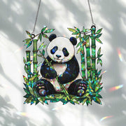 Panda With Bamboo Hologram Window Hanging | Panda Suncatcher Decor for Animal Lovers | Cute Wildlife Art for Home, Decor Home Gift