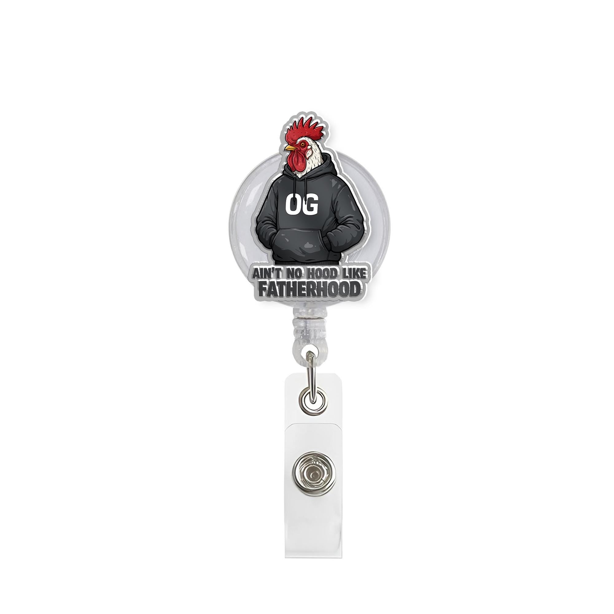 Ain't No Hood Like Fatherhood Badge Reel – Funny Dad Gift, Father's Day Badge Holder, Proud Dad Accessory, Cool Dad Work ID Reel