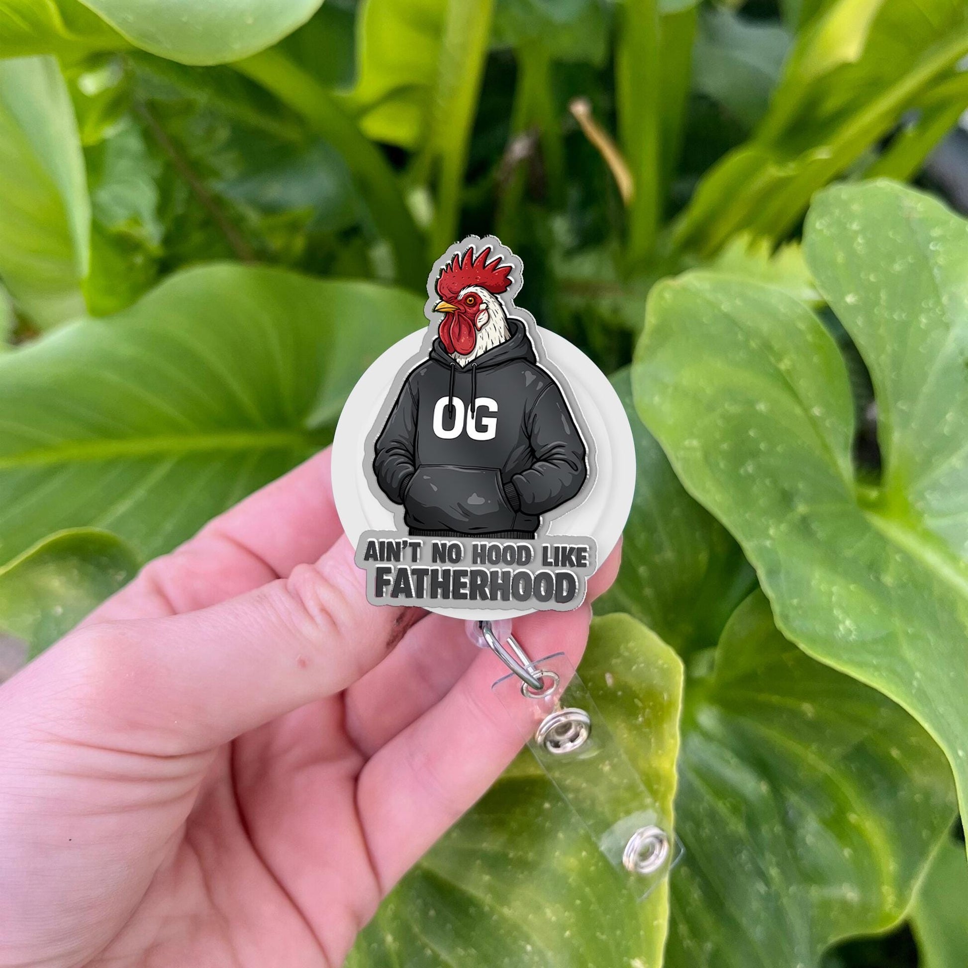 Ain't No Hood Like Fatherhood Badge Reel – Funny Dad Gift, Father's Day Badge Holder, Proud Dad Accessory, Cool Dad Work ID Reel