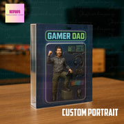 Custom Potrait Gamer Dad ACRYLIC blocks | Personalized Gamer Gift | Gaming Dad Keepsake | Video Game Lover Gift | Unique Father’s Day