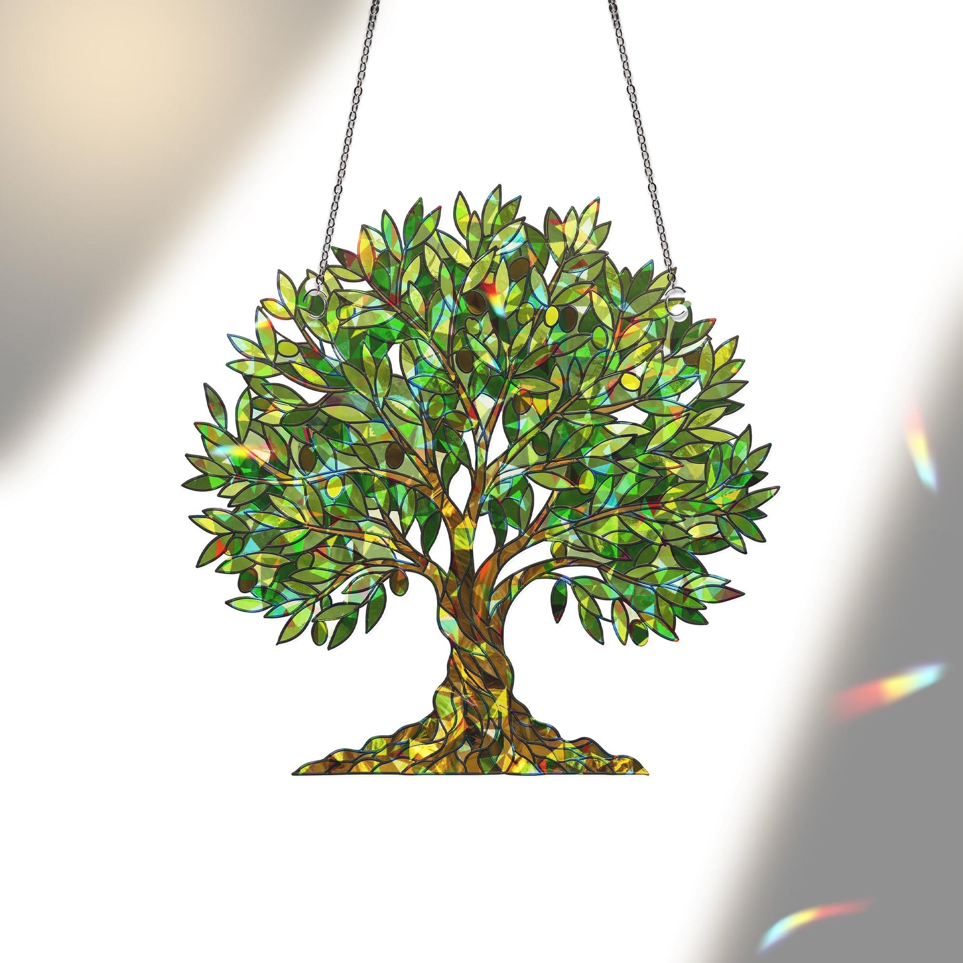 Olive Tree Hologram Acrylic Window Hanging, Iridescent Nature Suncatcher, Peaceful Plant Decor, Mediterranean Home Gift, Botanical Decor