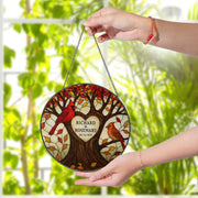 Personalized Glass Suncatcher | Tree of Life with Cardinals | Custom Couple Gift | Wedding or Anniversary Gift | Family Name Suncatcher