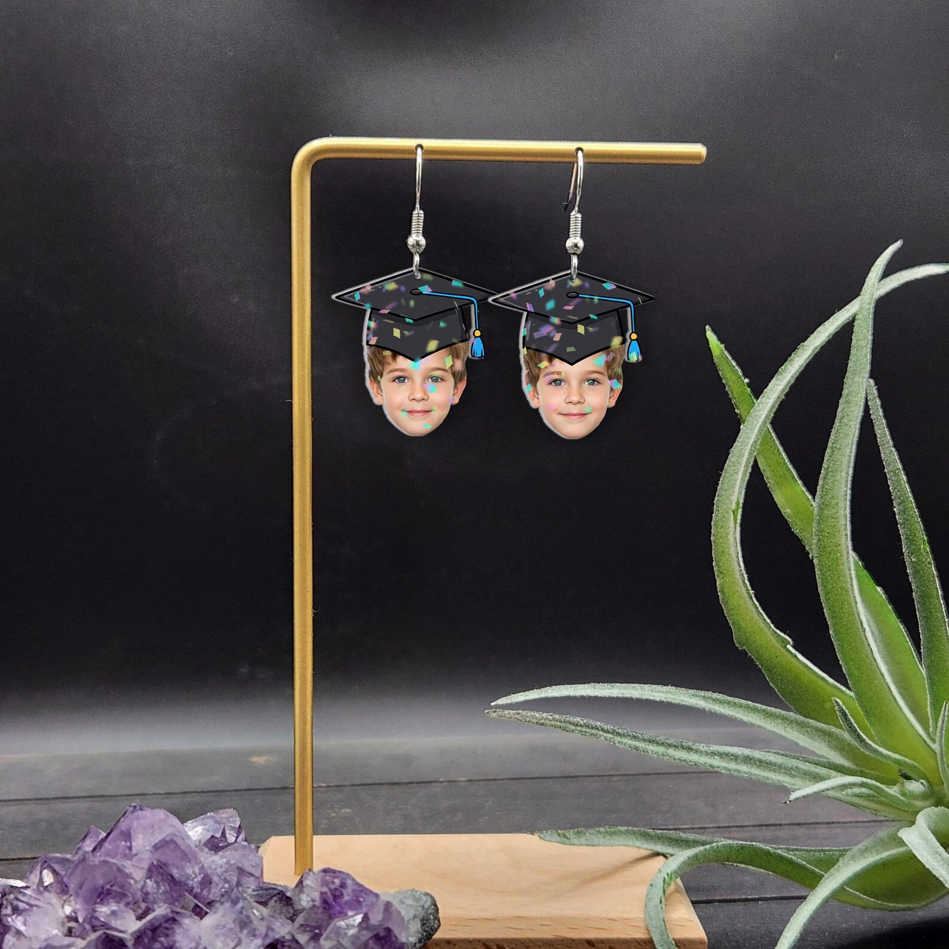 Custom Graduation Face Earrings – Personalized Grad Gift – Funny Graduation Jewelry – Custom Photo Earrings for Her or Him