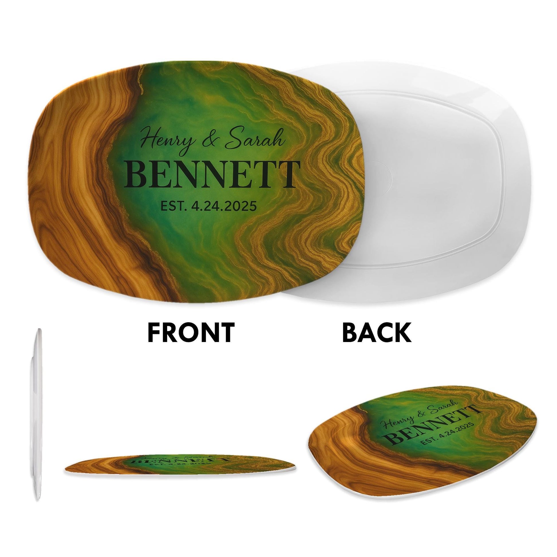 Custom New Home  Platter, Personalized Newlywed Name Plate Gift, Modern Couple Keepsake, New Wifey Est. Wedding Gift, FAUX Epoxy Style