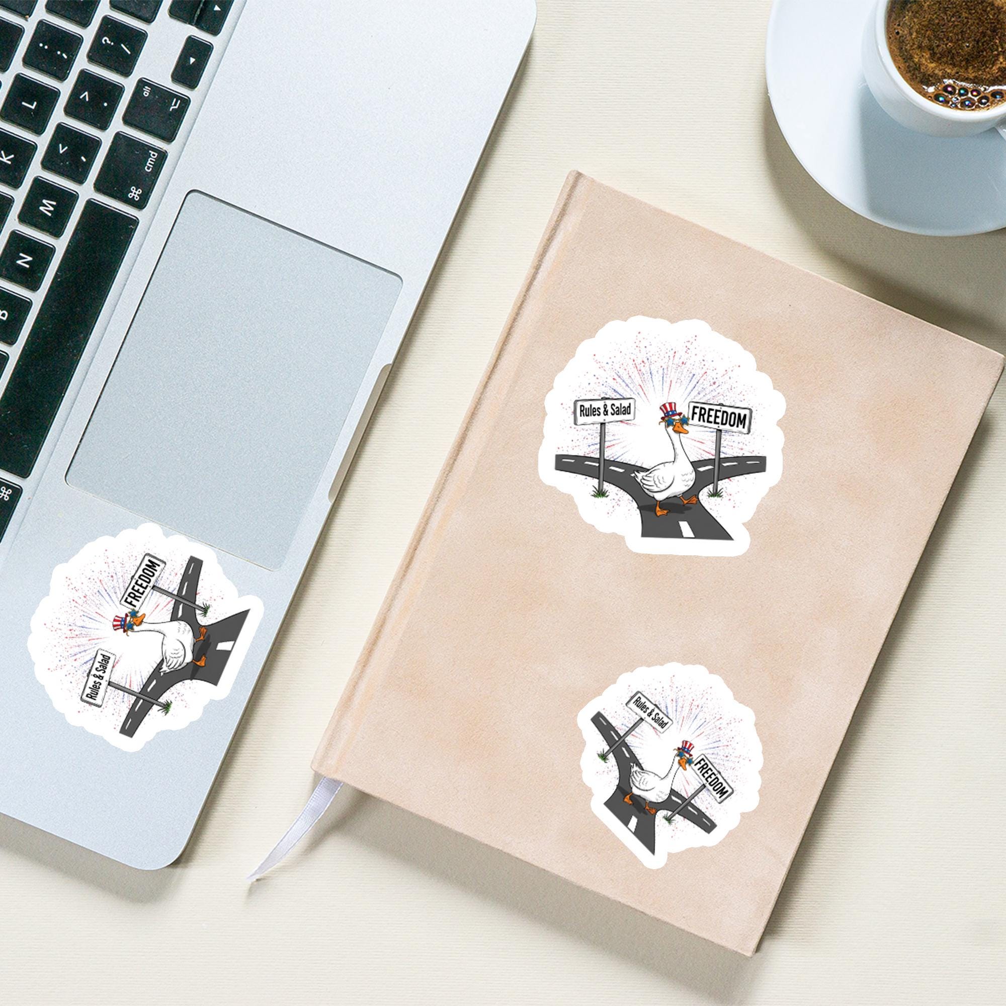 Funny Patriotic Goose Sticker – Freedom Over Rules, USA 4th of July Vinyl Decal – America Animal Humor for Laptop or Journal